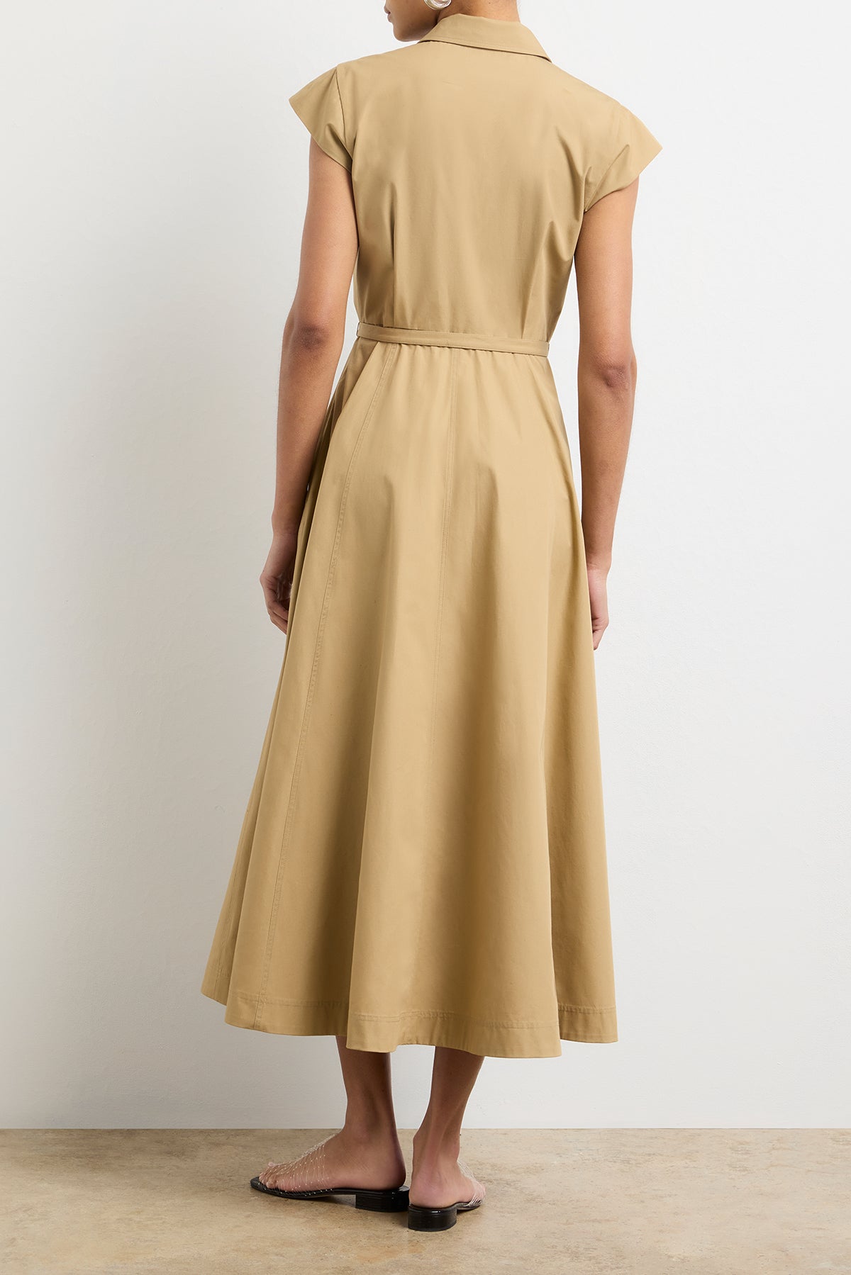 The Exclusive Jace Short Sleeve Collared Dress in Khaki