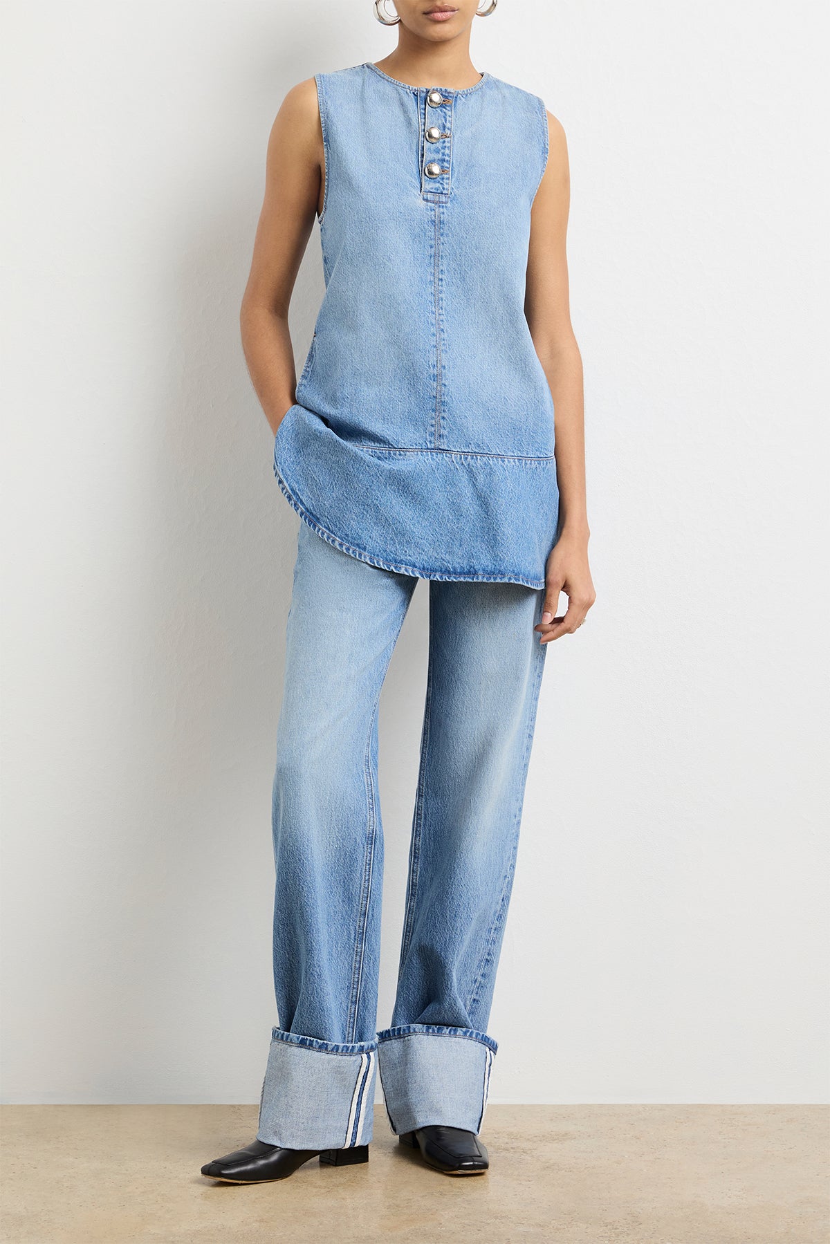 The Rosie Denim Mini Dress in Vintage Wash
