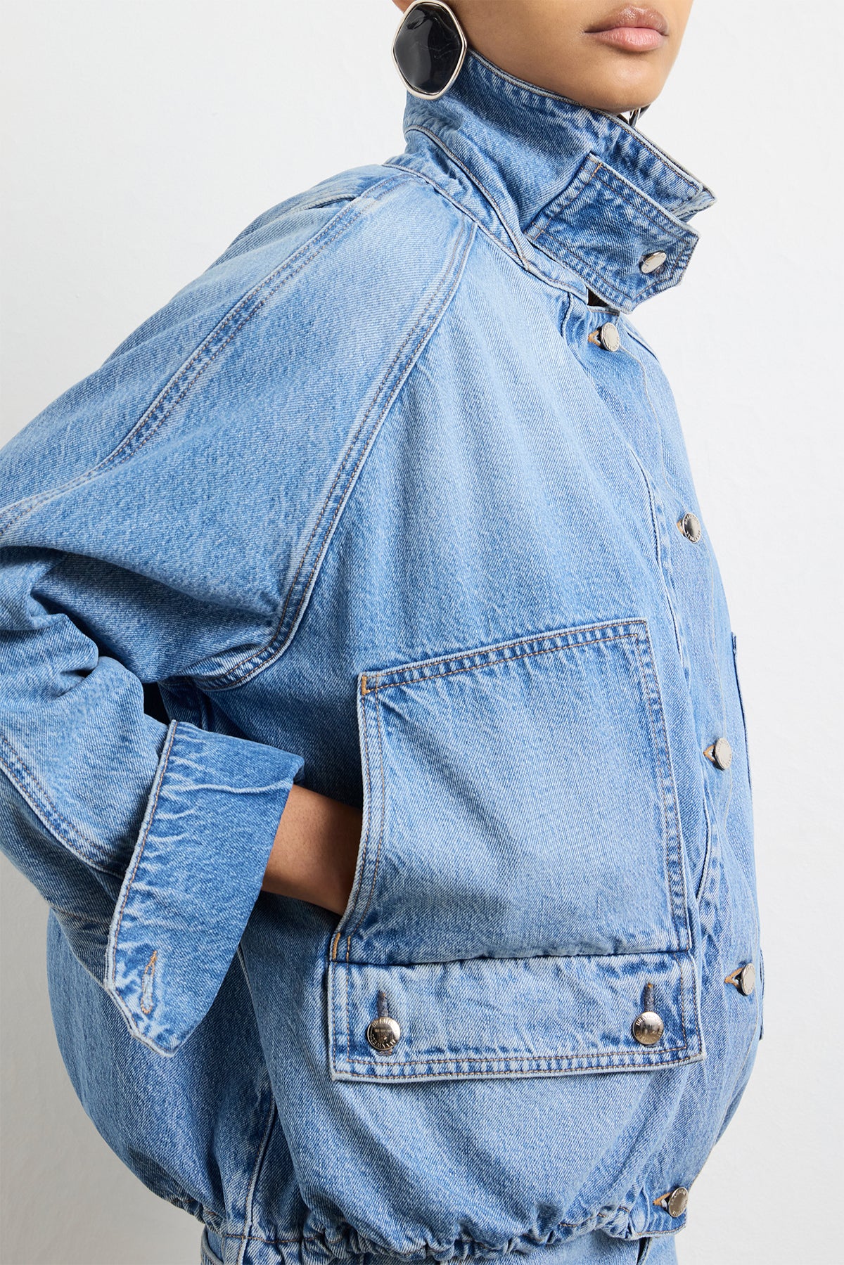 The Harper Balloon Jacket in Vintage Wash Denim