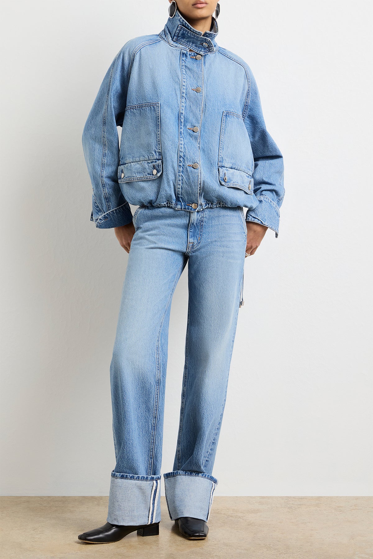 The Harper Balloon Jacket in Vintage Wash Denim