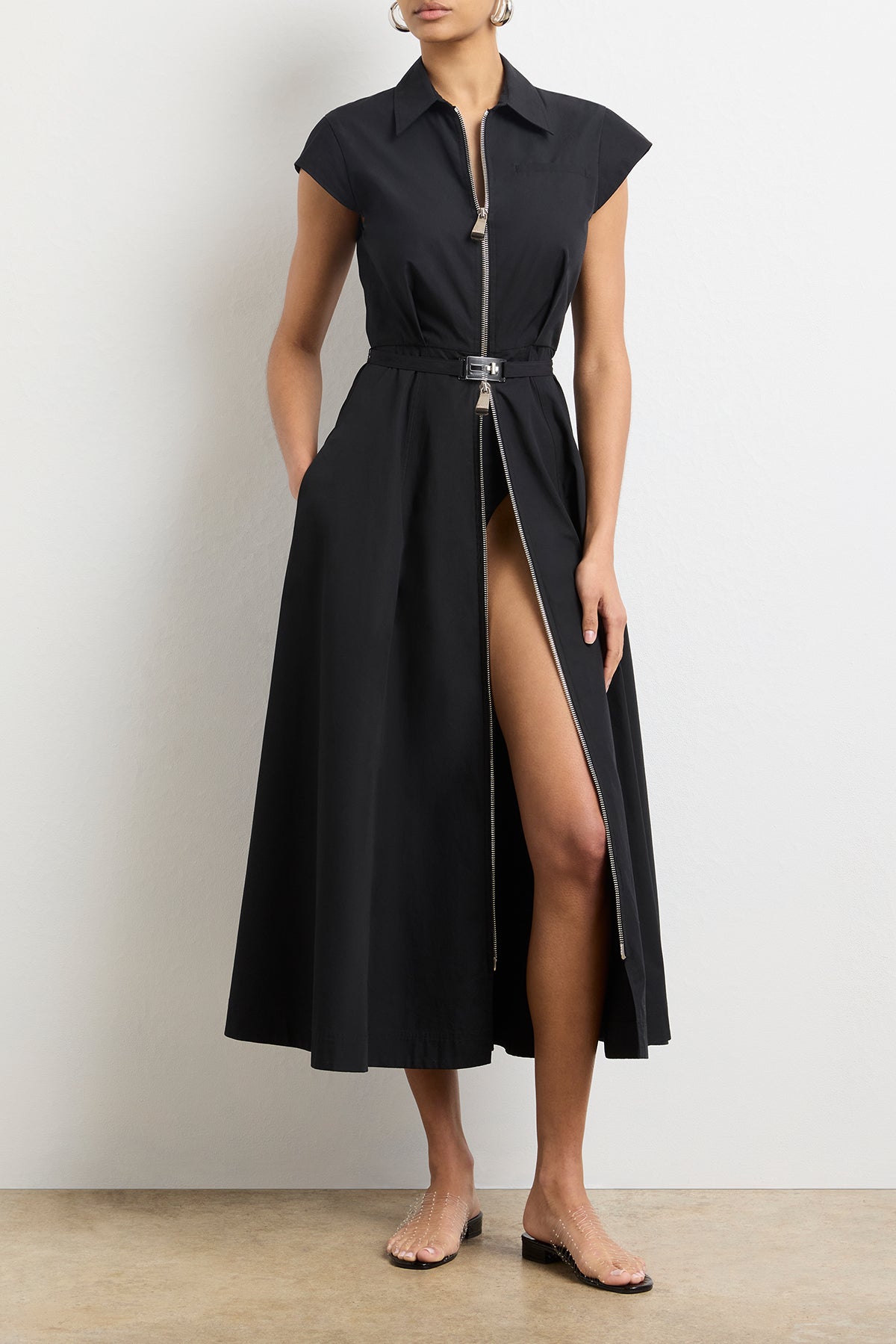 The Jace Short Sleeve Collared Dress in Black