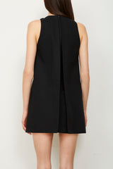 The Cory Split Front Two Tiered Mini Dress in Black