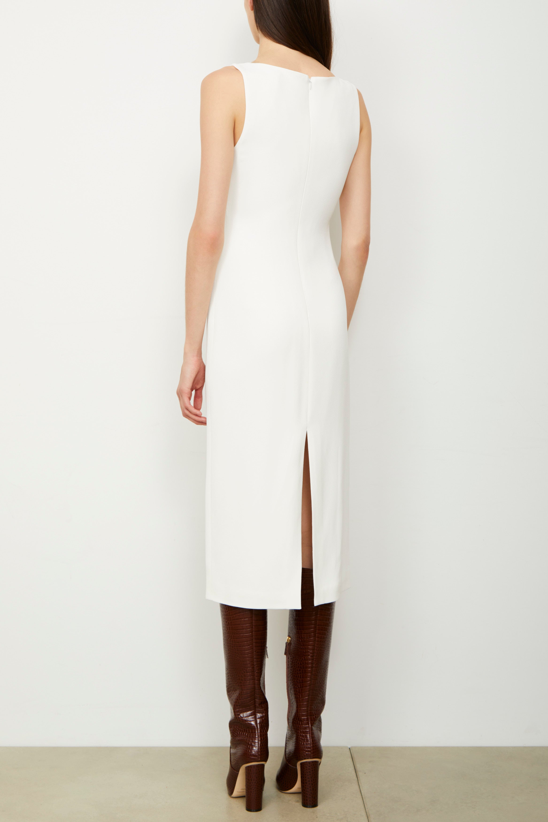 The Crew Neck Sheath Dress in White