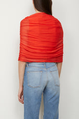 The Lyra Shirred Knit Tee in Vermillion Red