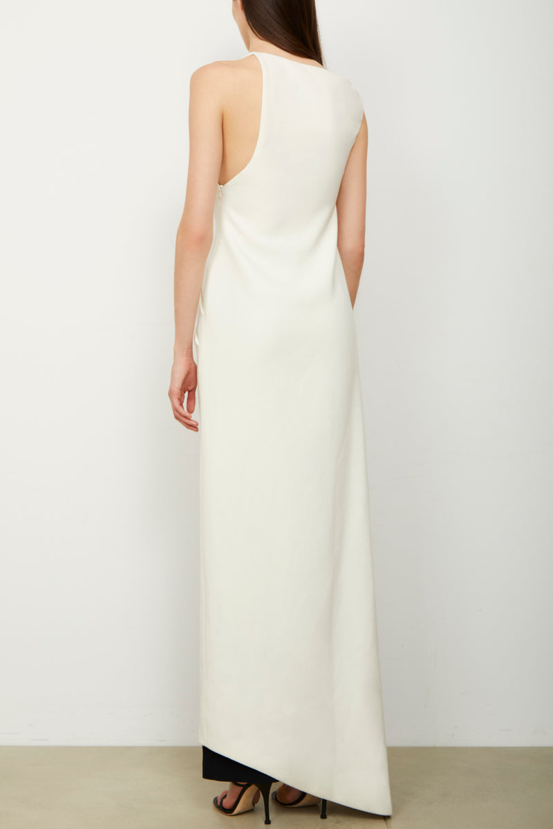 The Tate Boat Neck Column Gown Top in Ivory