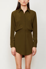 The Vera Shirt Dress in Olive Green