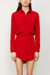 The Vera Shirt Dress in Racing Red