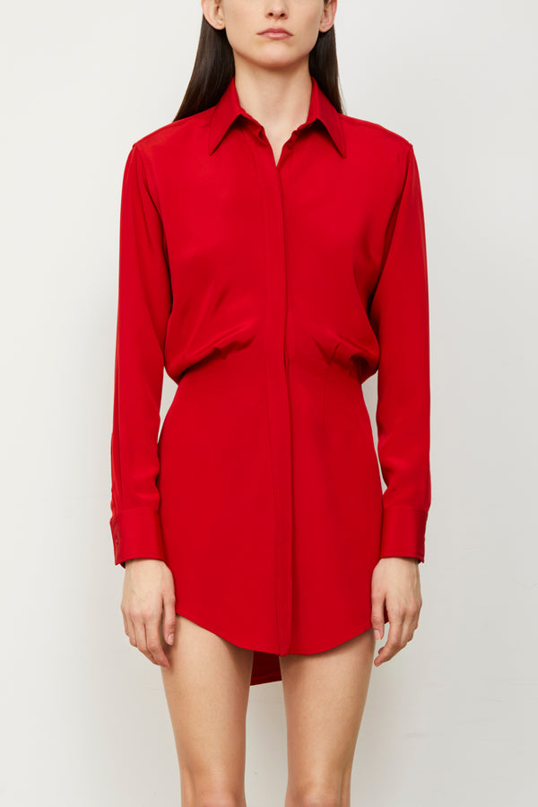 The Vera Shirt Dress in Racing Red