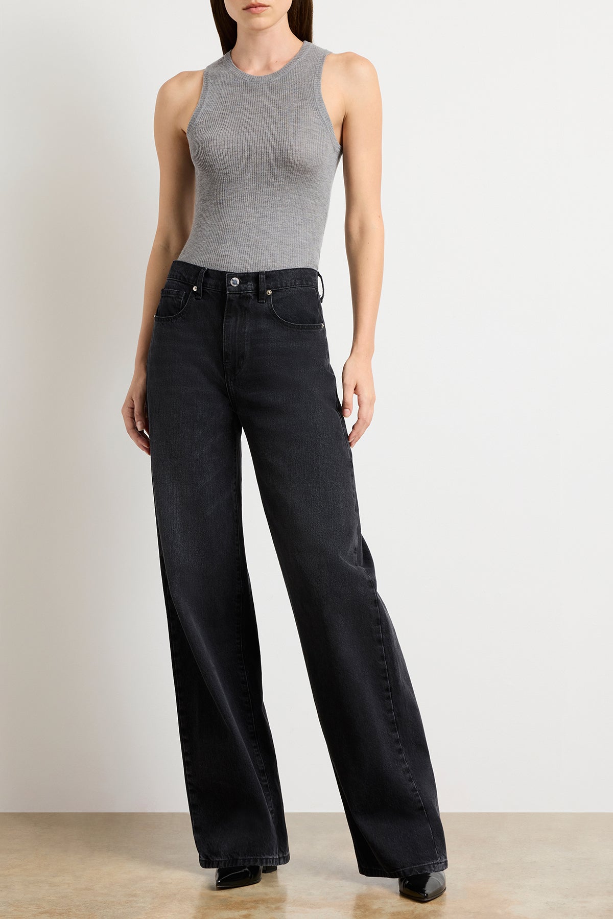 The Callan Wide Leg Jean in Vintage Black