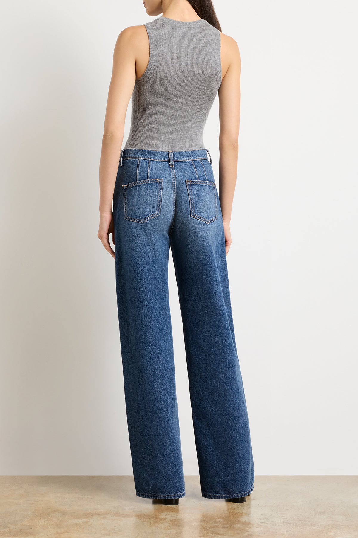 The Callan Wide Leg Jean in Vintage Blue