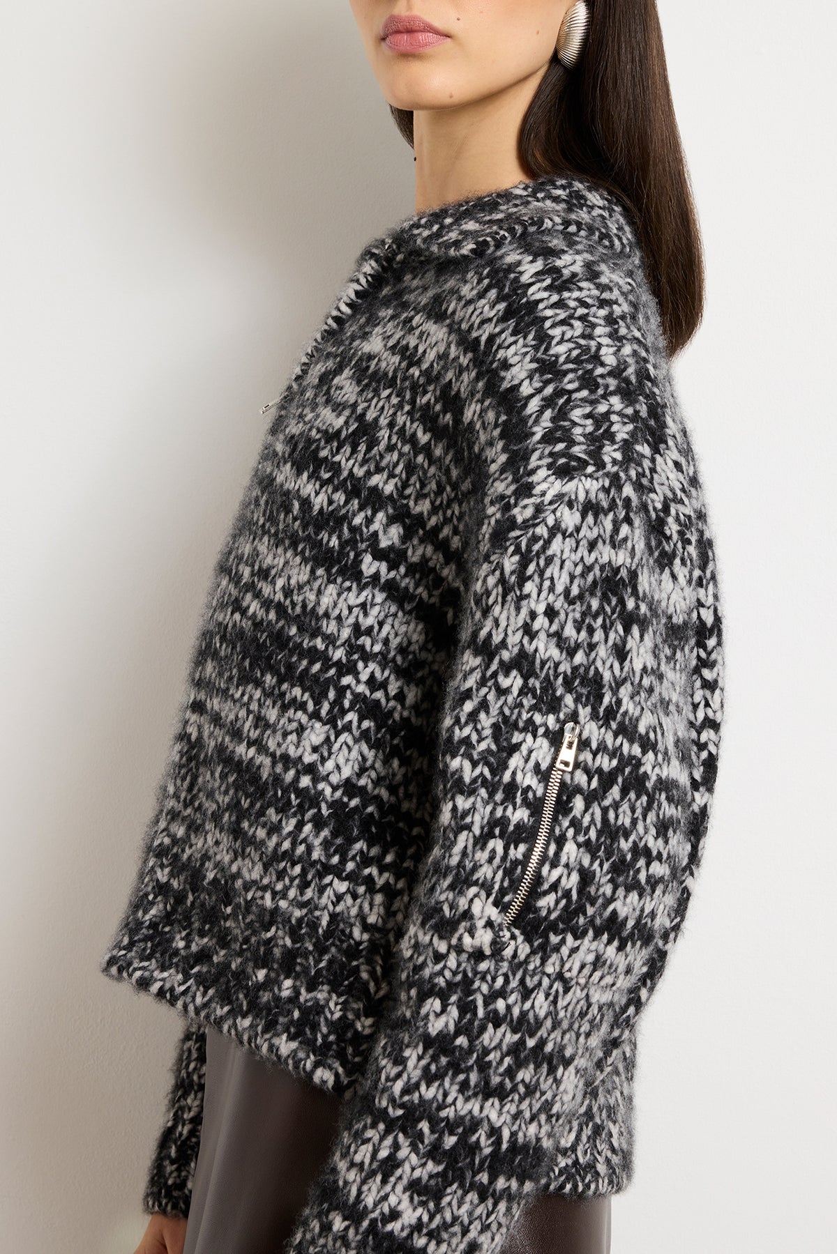 The Posie Half Zip Sweater with Sleeve Pocket in Static