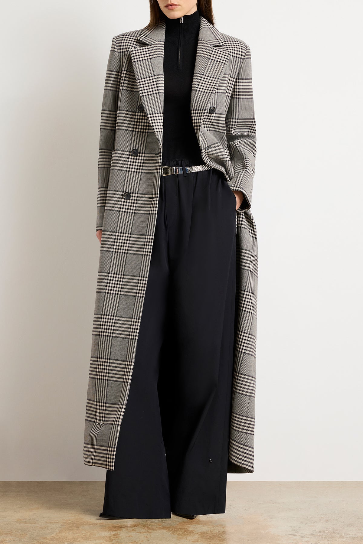 The Raye Double Breasted Coat in Prince of Wales Plaid