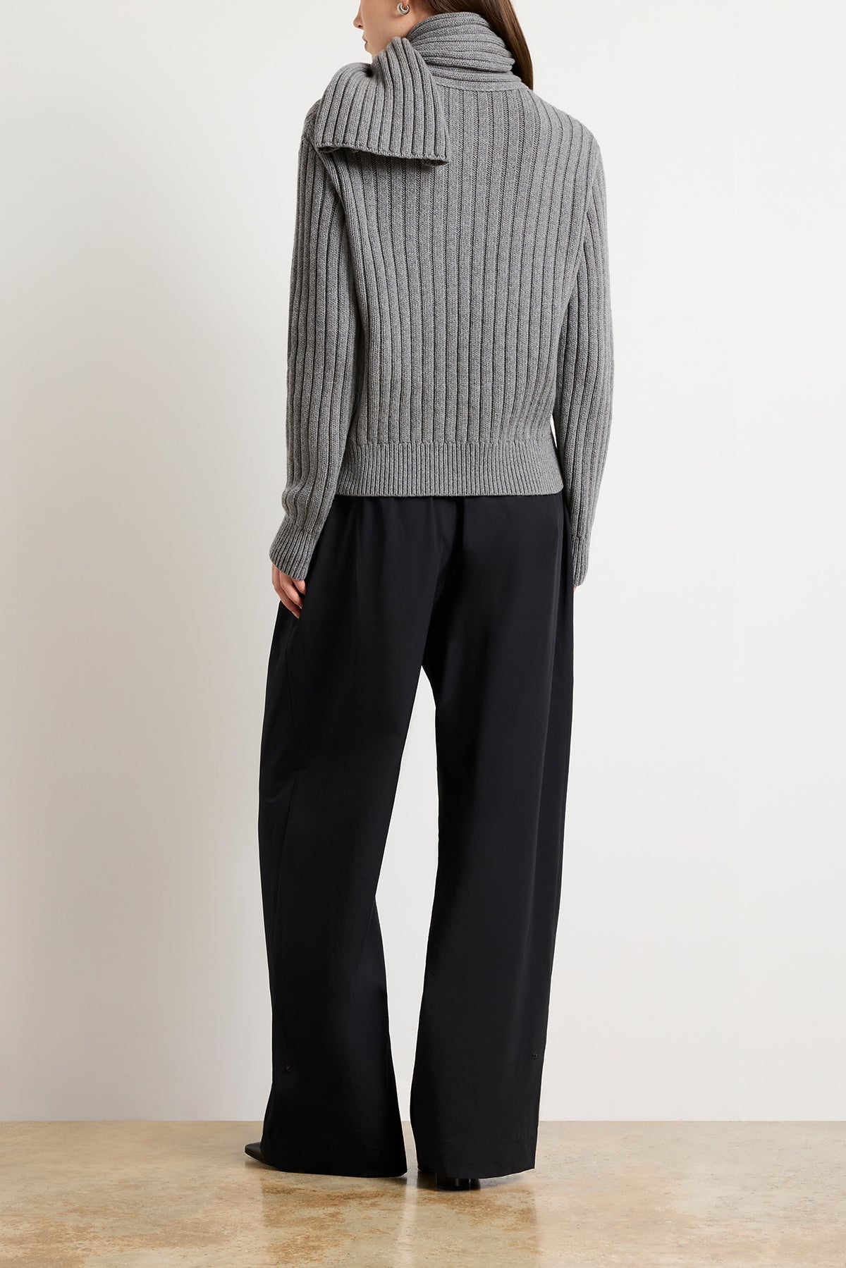 The Ryan Ribbed Scarf Sweater in Heather Grey