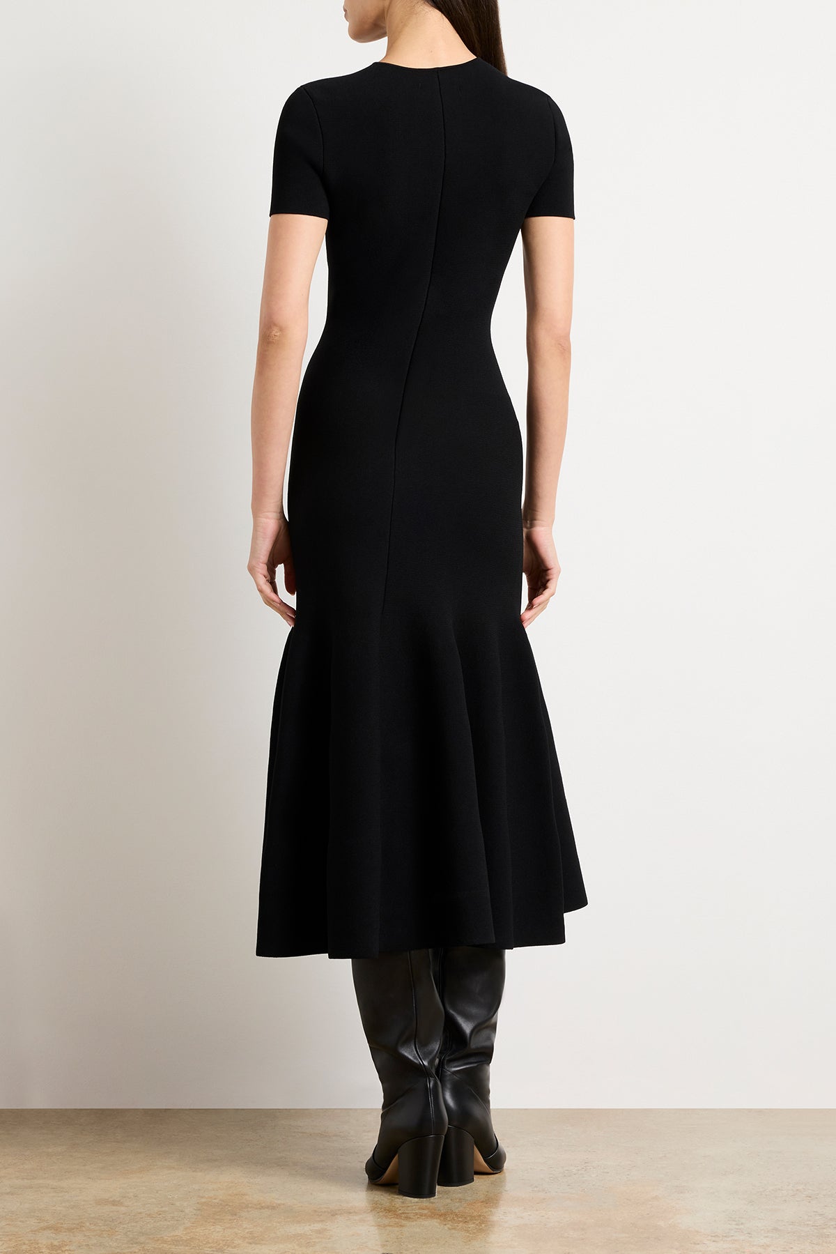 The Willa Knit Dress with Trumpet Skirt in Black