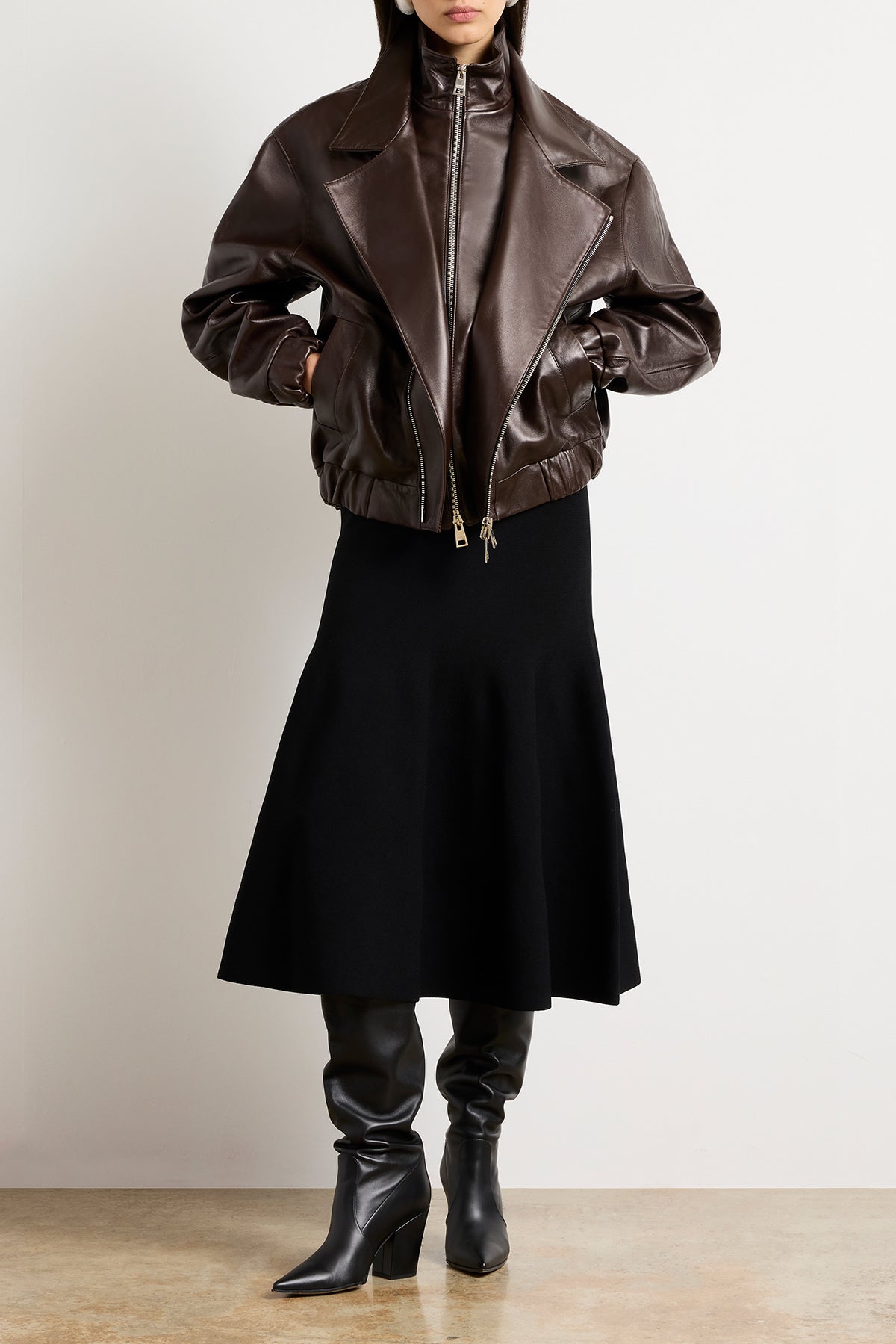 The Willa Knit Dress with Trumpet Skirt in Black