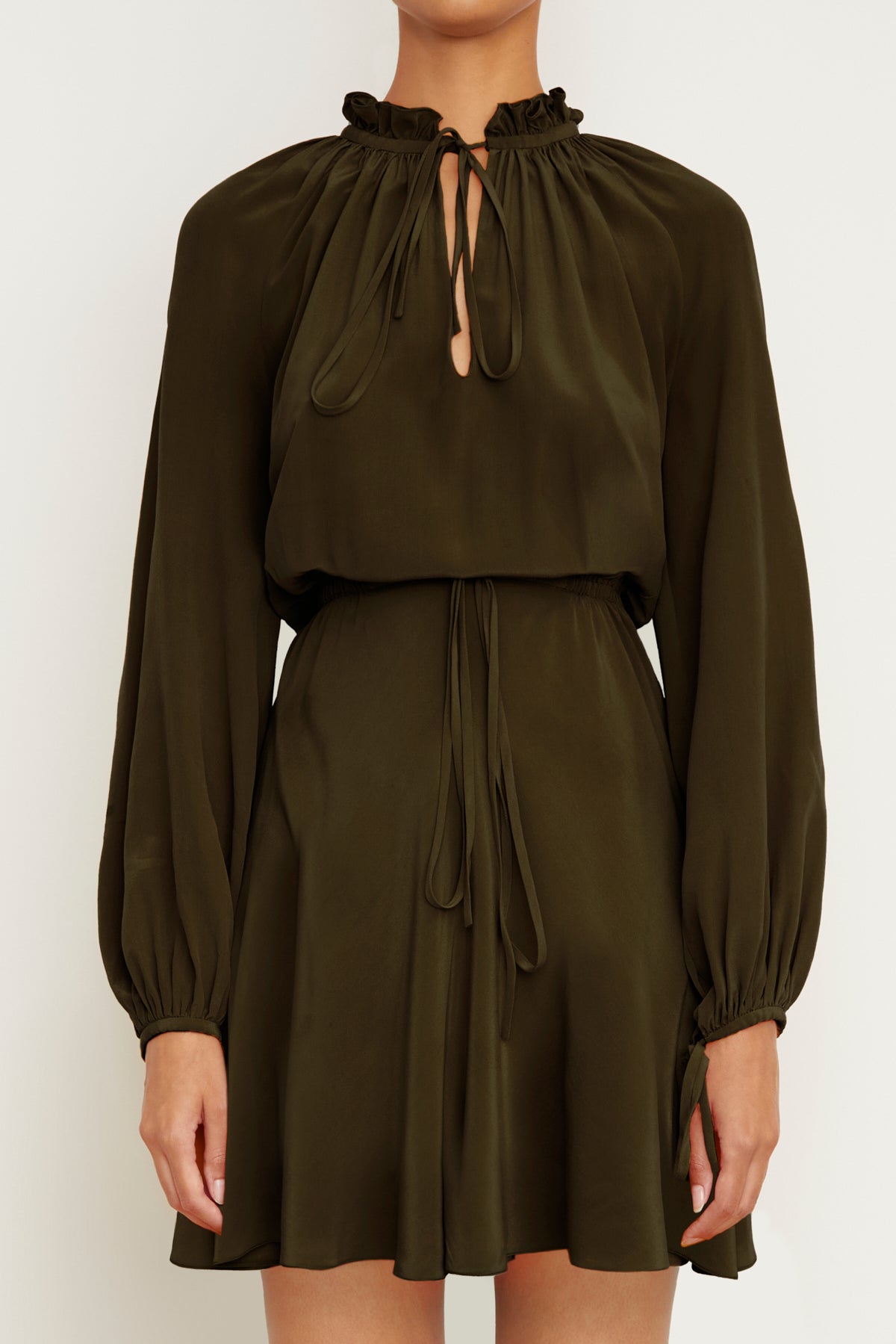 The Pam Mini Caftan Dress in Green Silk