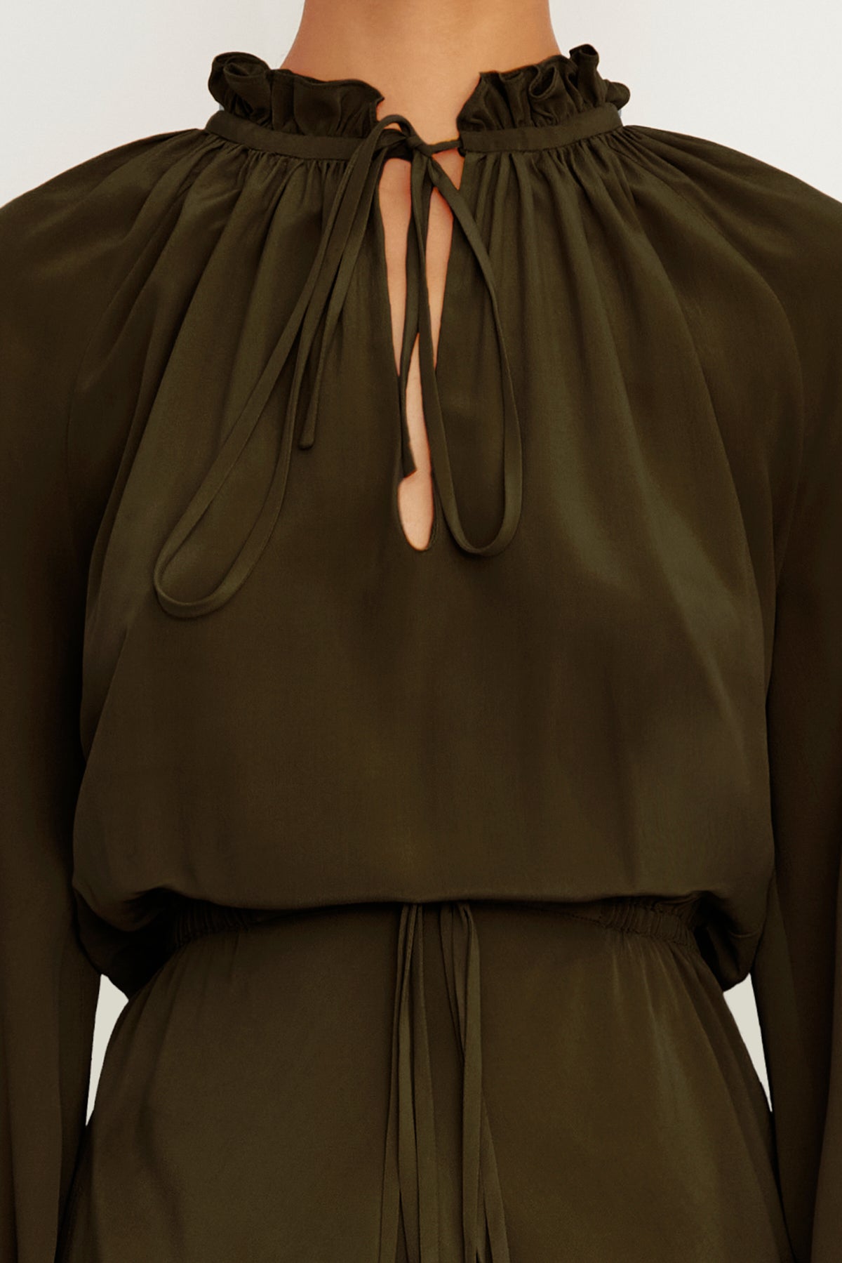 The Pam Mini Caftan Dress in Green Silk