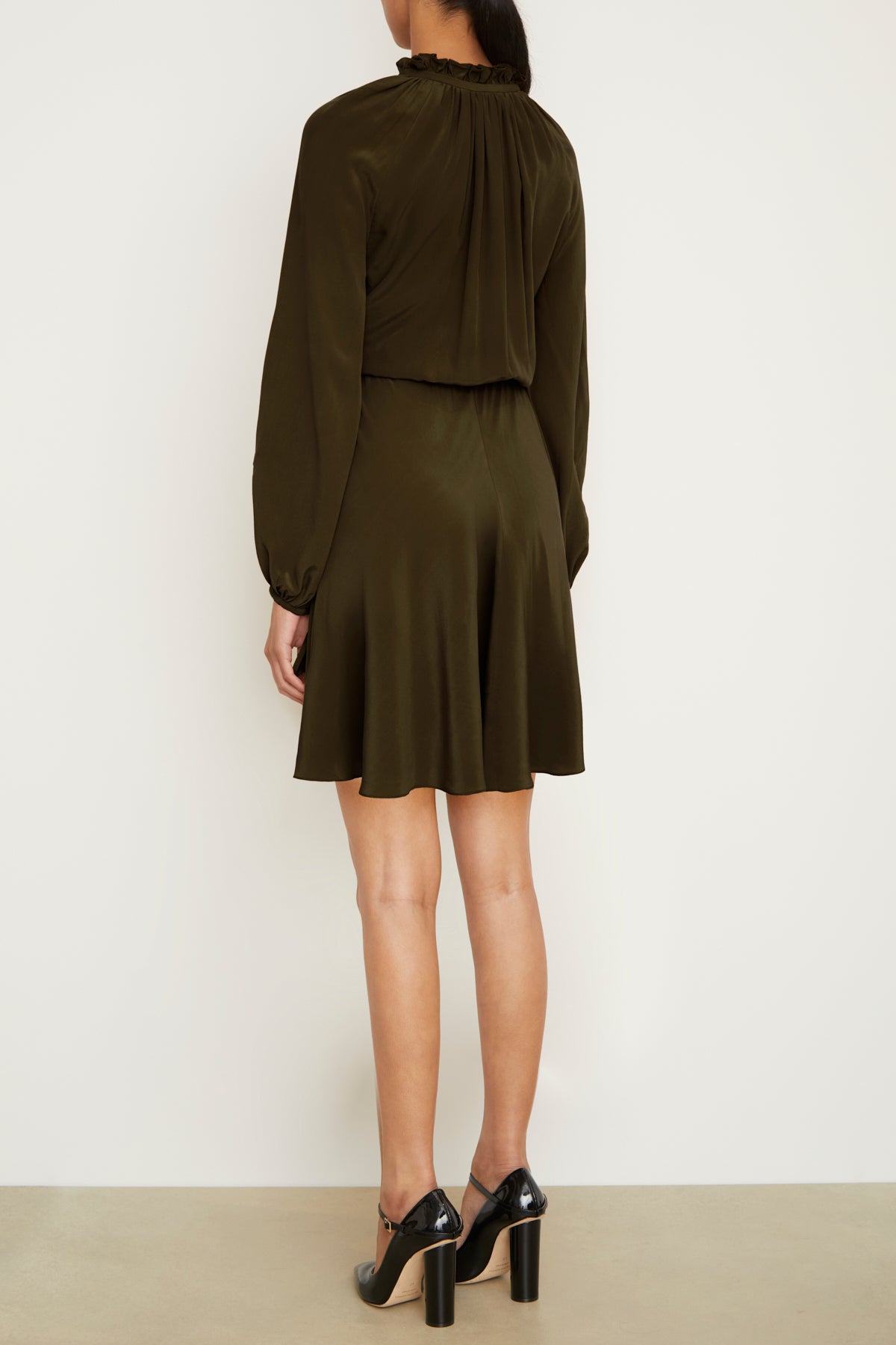 The Pam Mini Caftan Dress in Green Silk