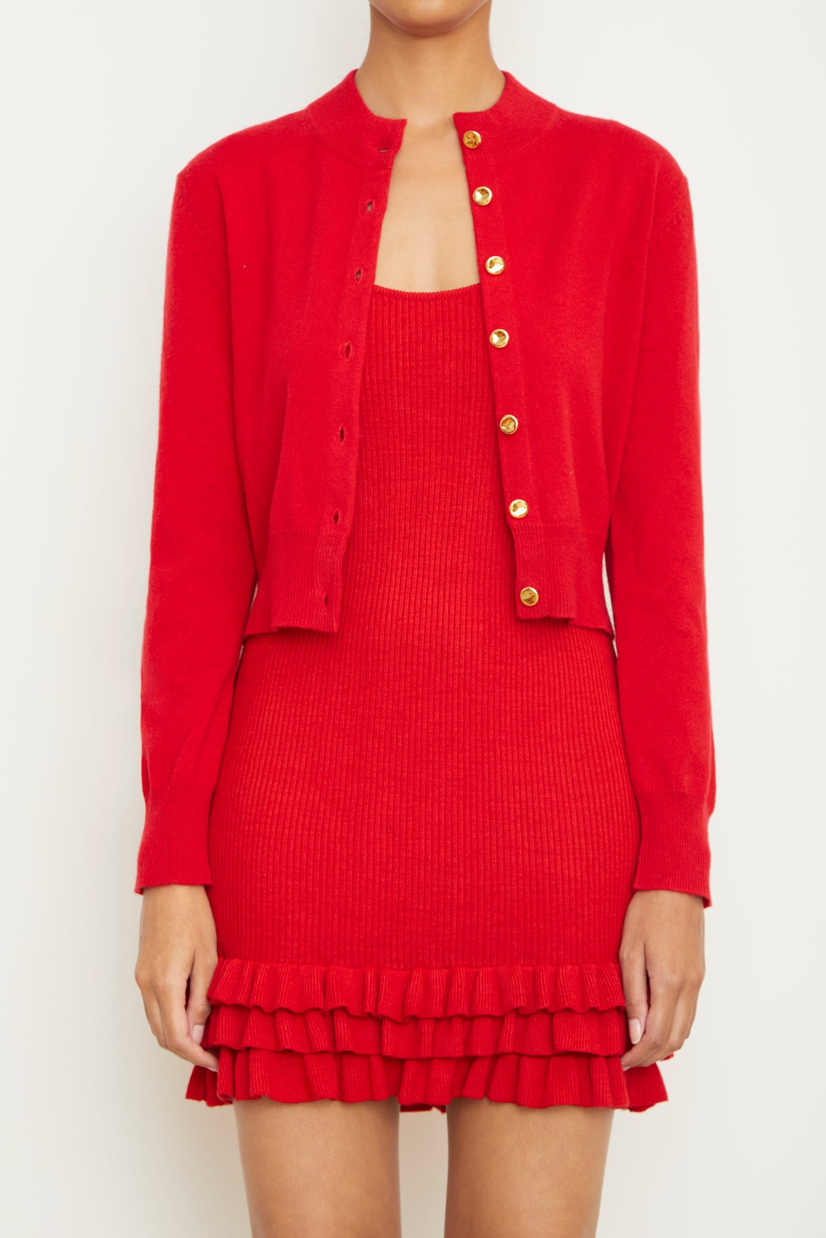 The Aubrey Cashmere Cardigan in Red
