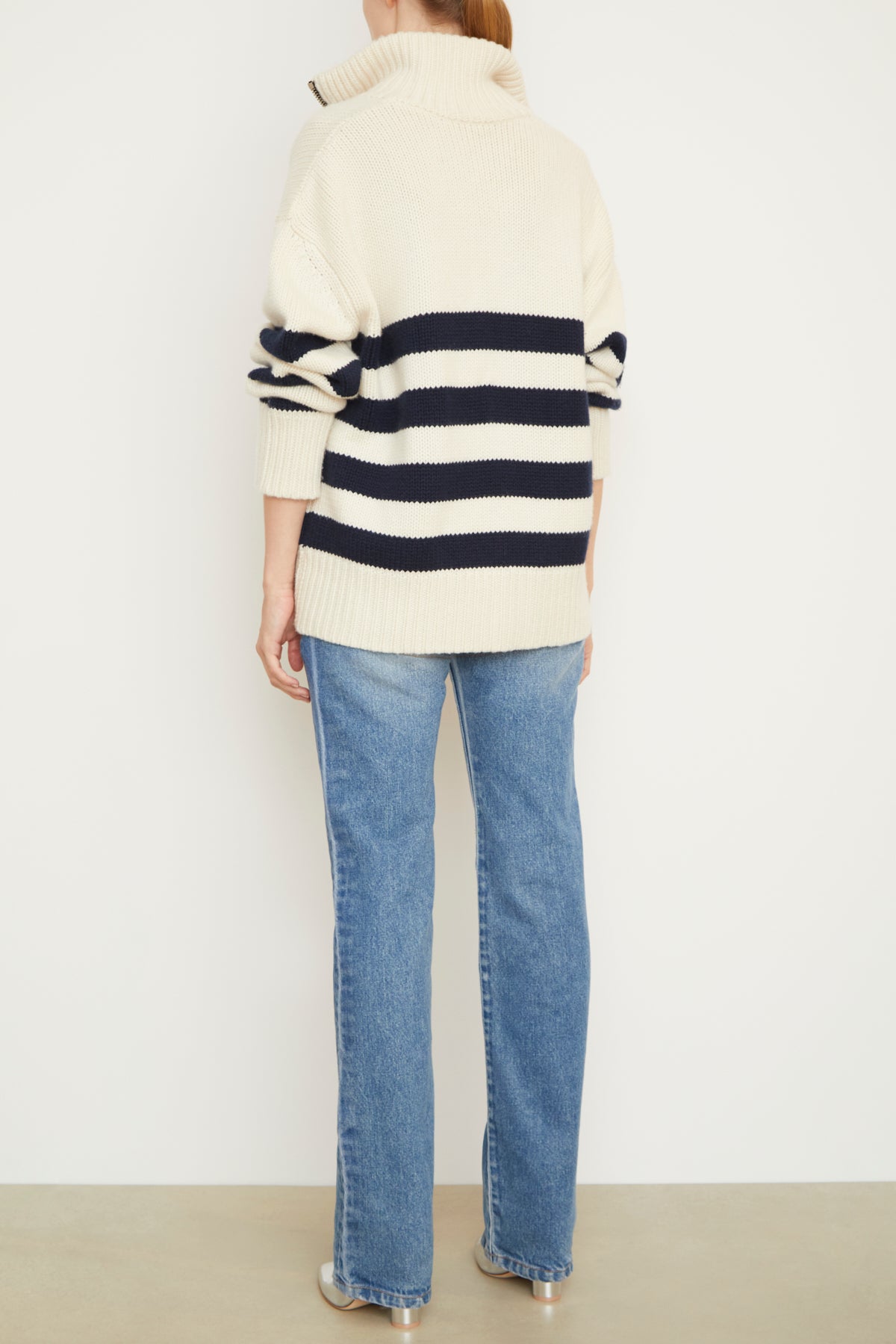 The Morgan Striped Cardigan in Navy and White