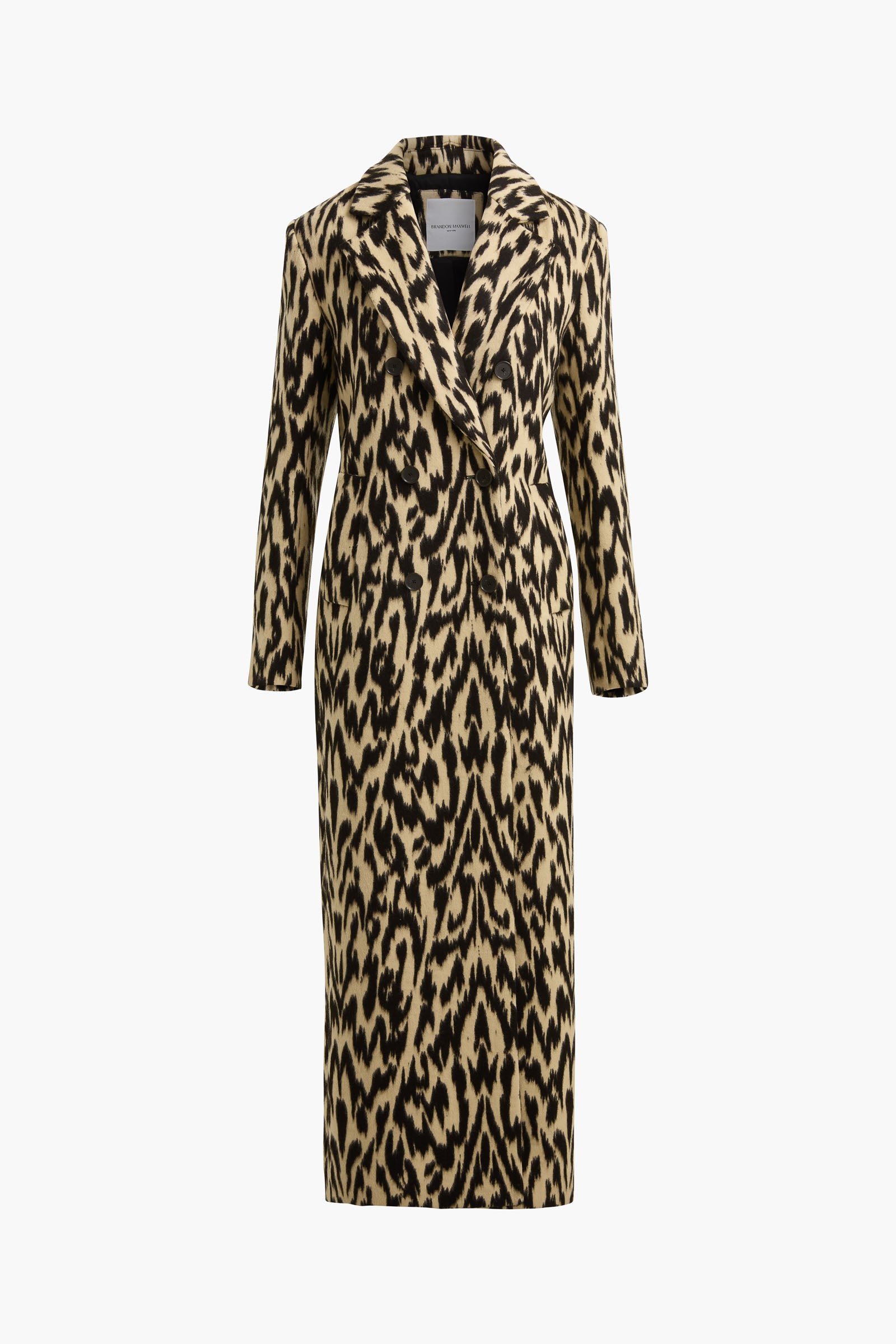 The Demi Double Breasted Coat with Scarf in Abstract Leopard