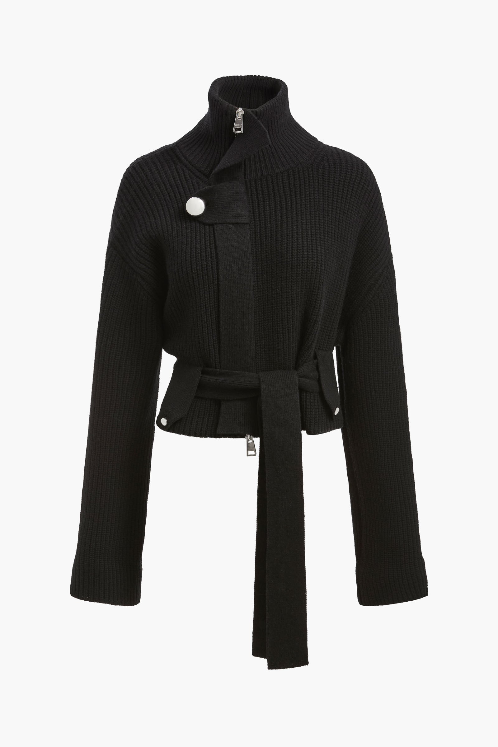 The Neal Zip Sweater Jacket in Black Cashmere
