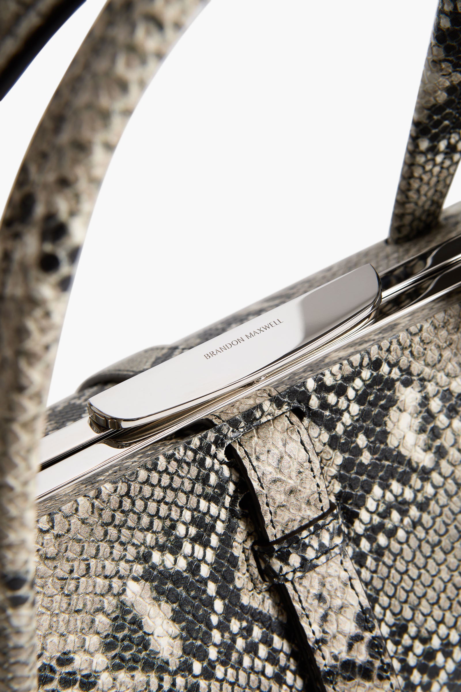 The Maxwell Bag in Black and White Embossed Python Leather