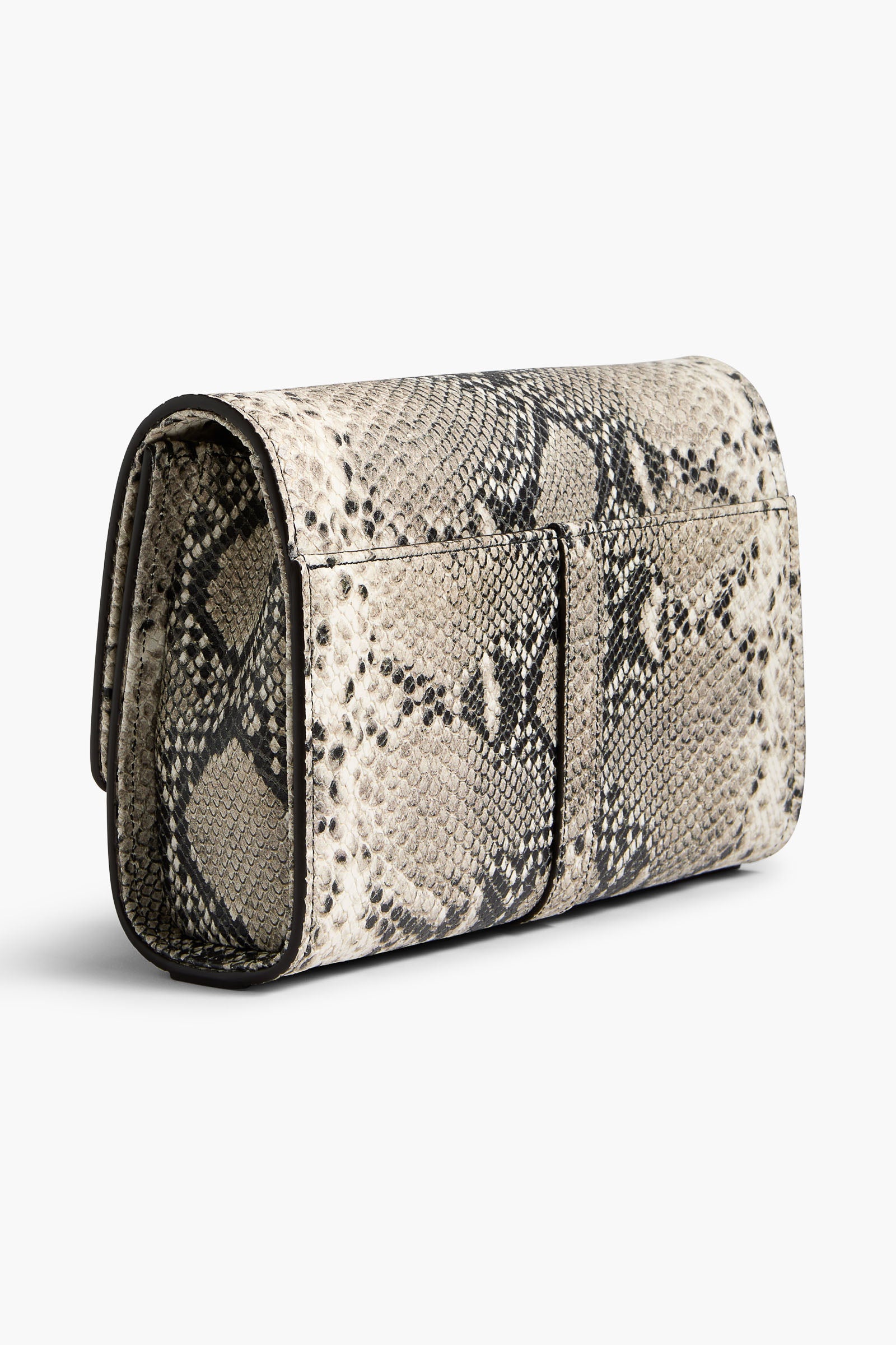The Louise Pochette Bag in Black and White Embossed Python Leather