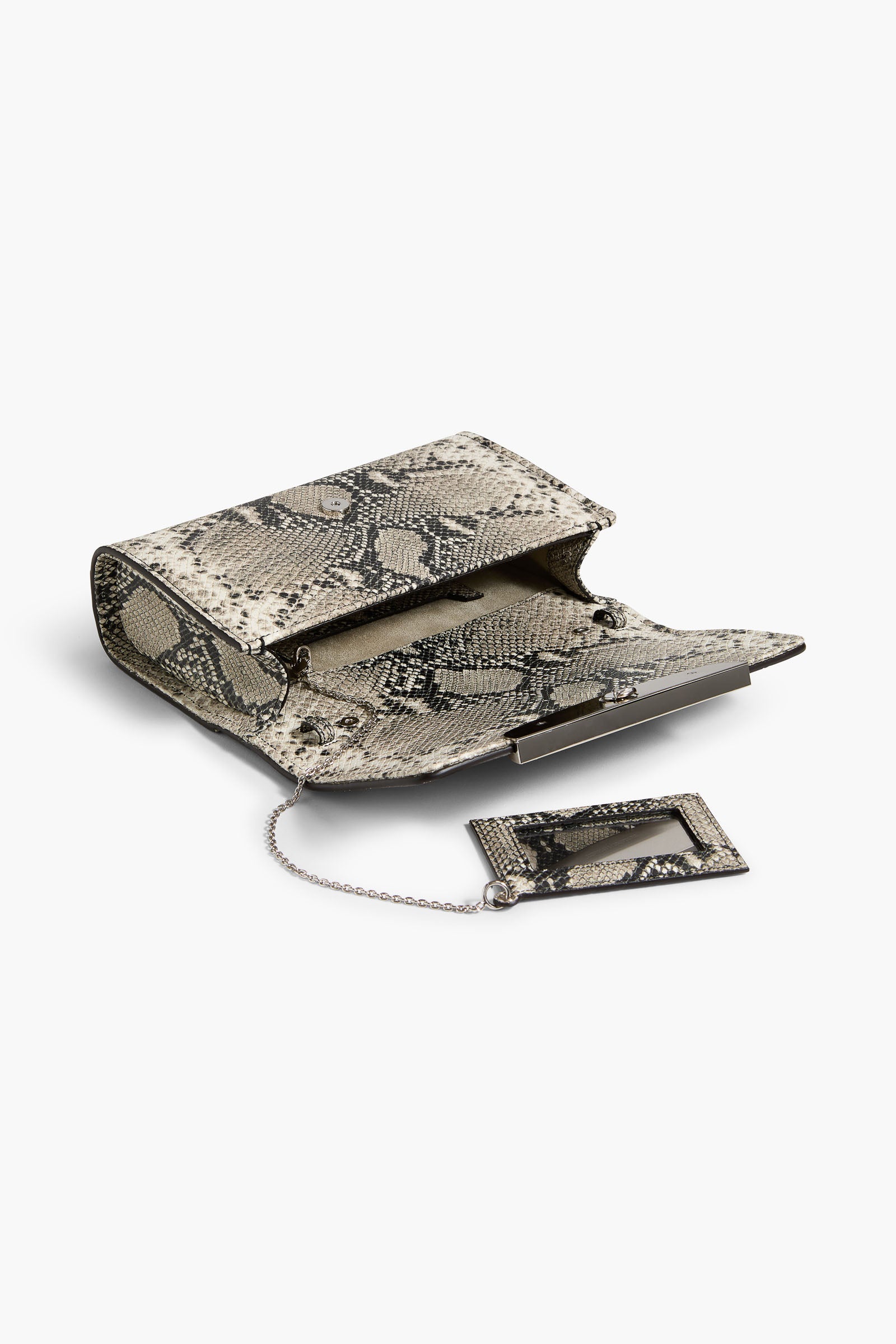 The Louise Pochette Bag in Black and White Embossed Python Leather