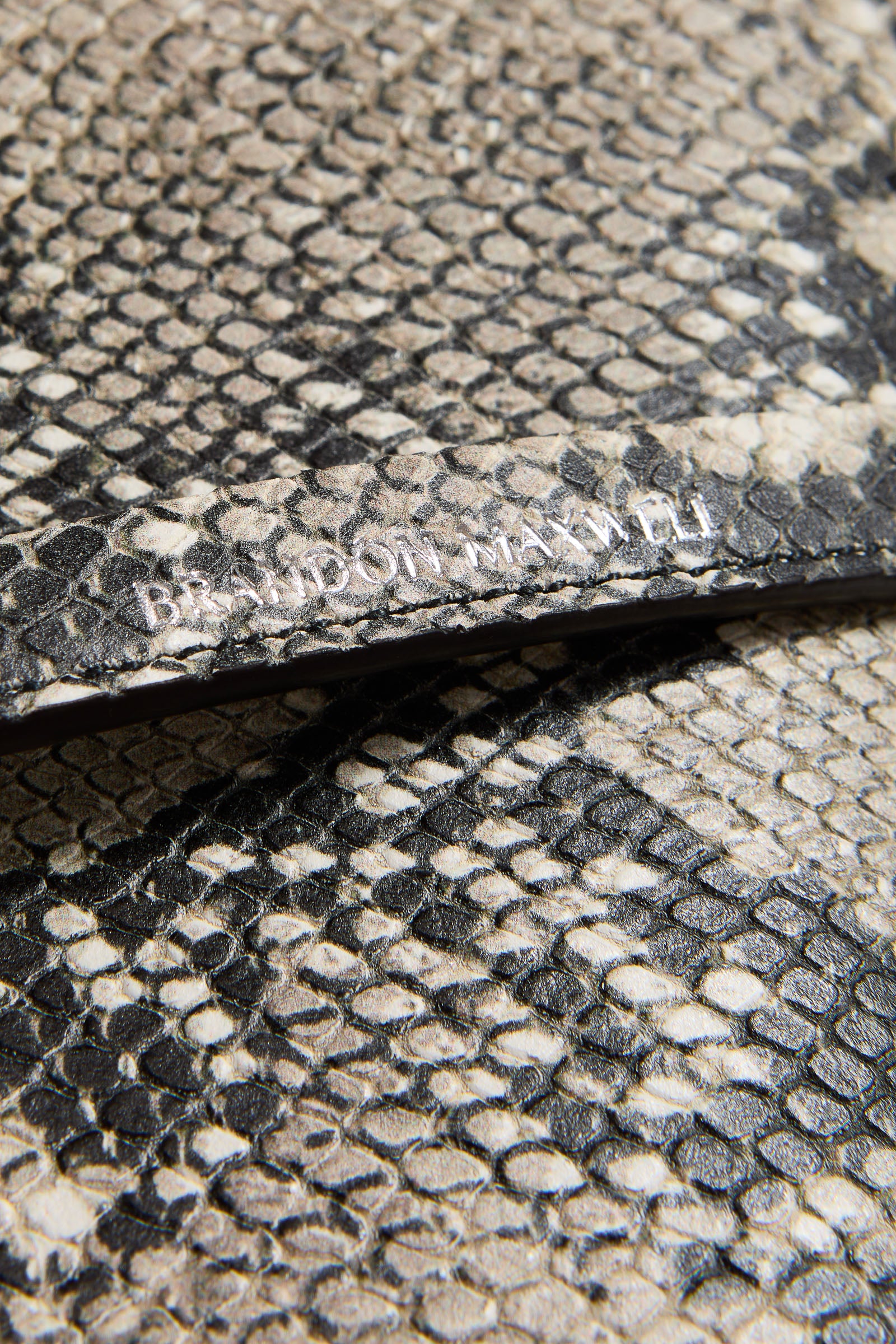 The Louise Pochette Bag in Black and White Embossed Python Leather