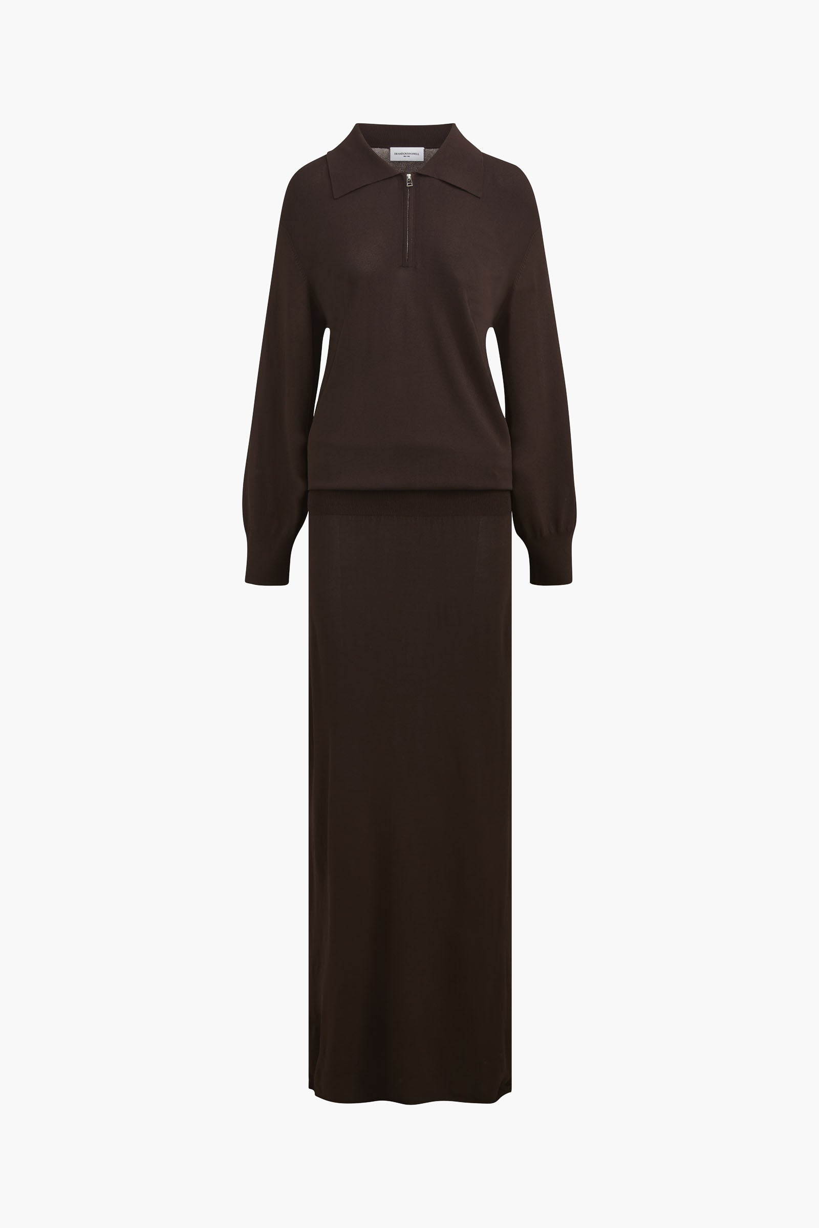 The Sabine Knit Polo Dress in Truffle