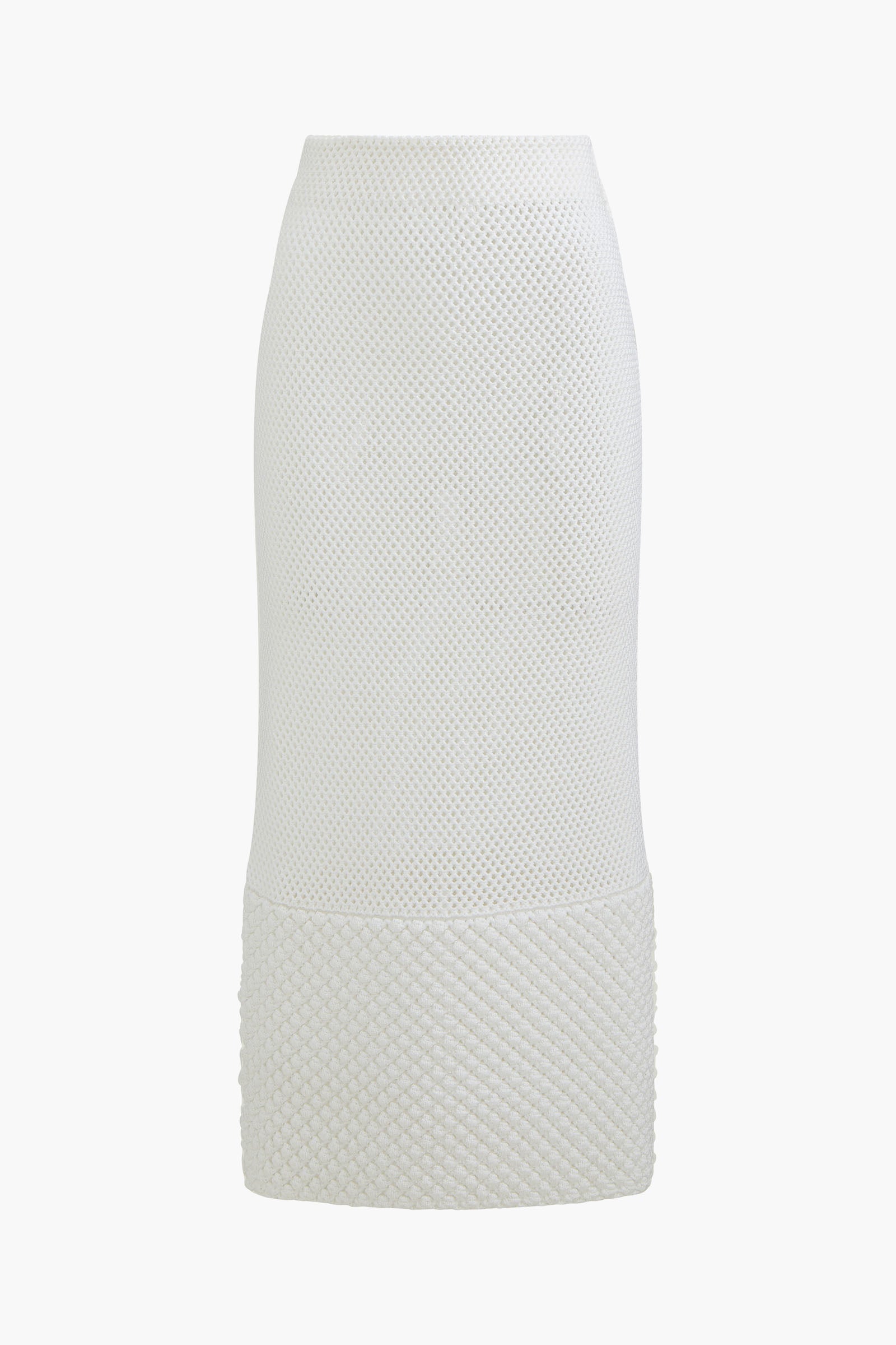 The Iris Crochet Knit Skirt in Optic White