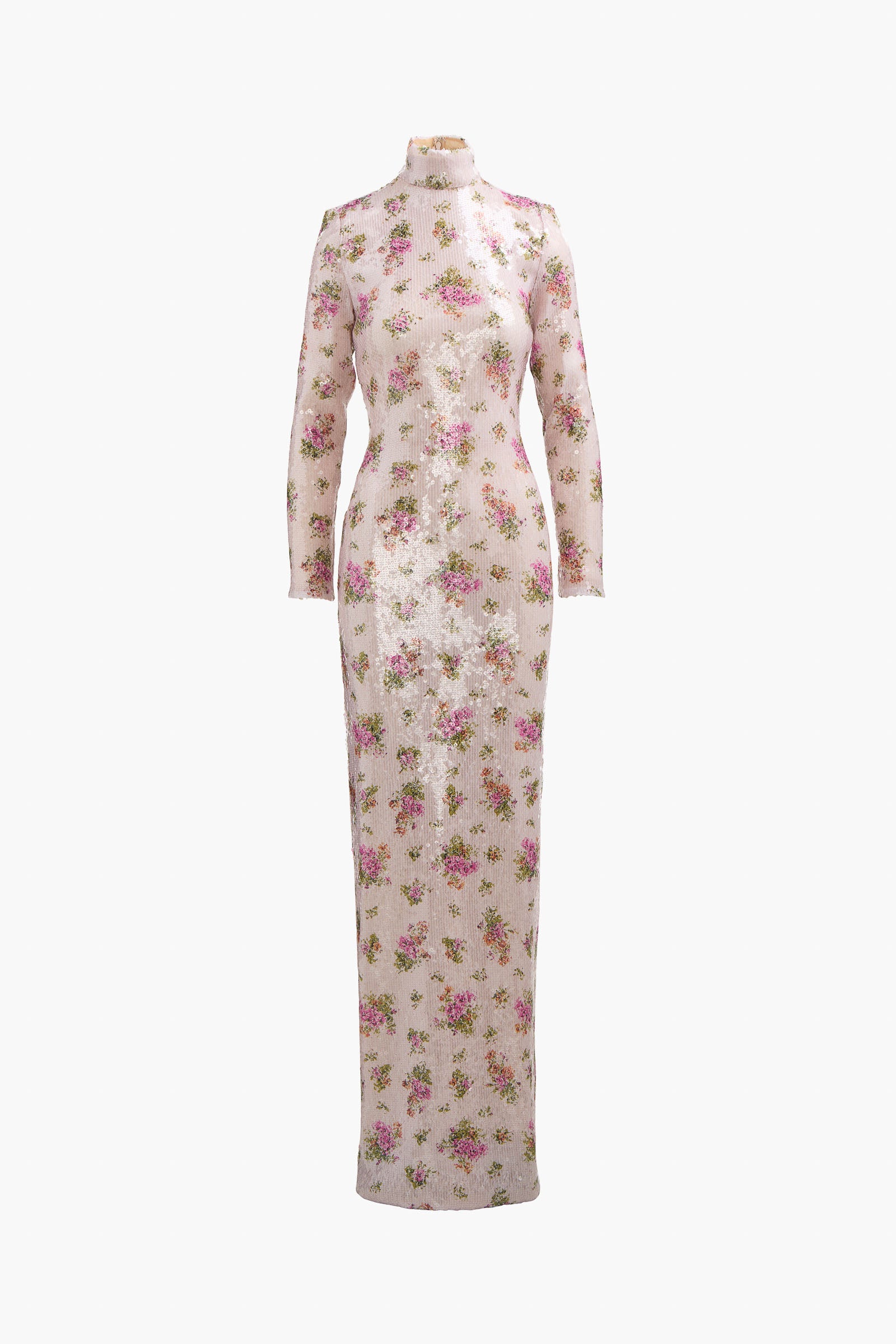 brandon maxwell sequin dress Monet Sequin Gown in Blush Floral