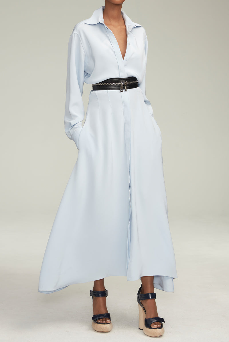 The Charlotte Shirt Dress in Sky Blue – BRANDON MAXWELL