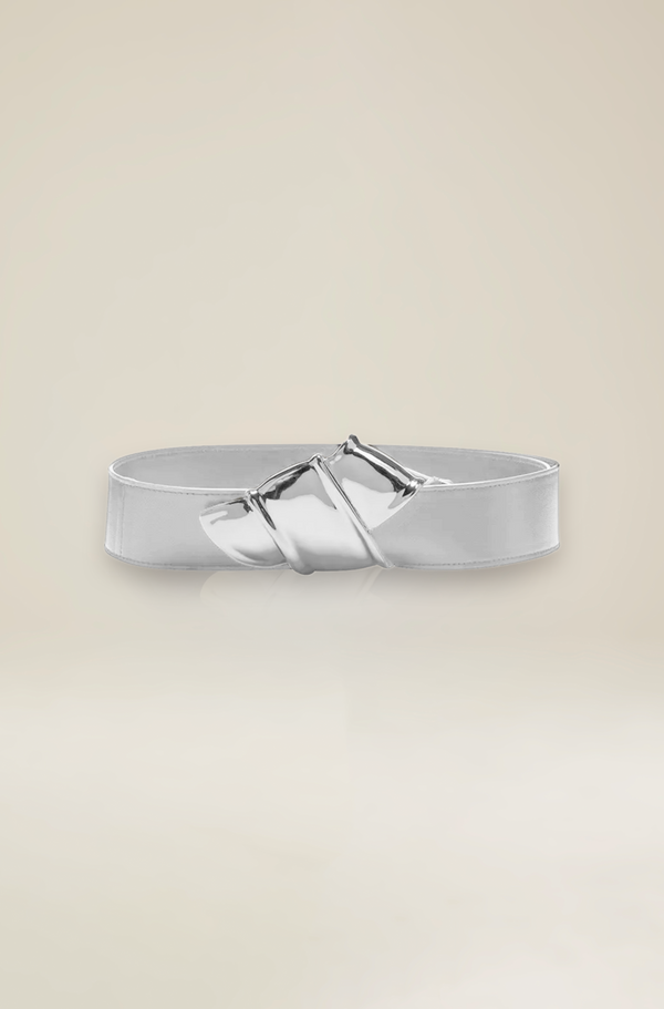 The Leather Belt in Oyster and Silver