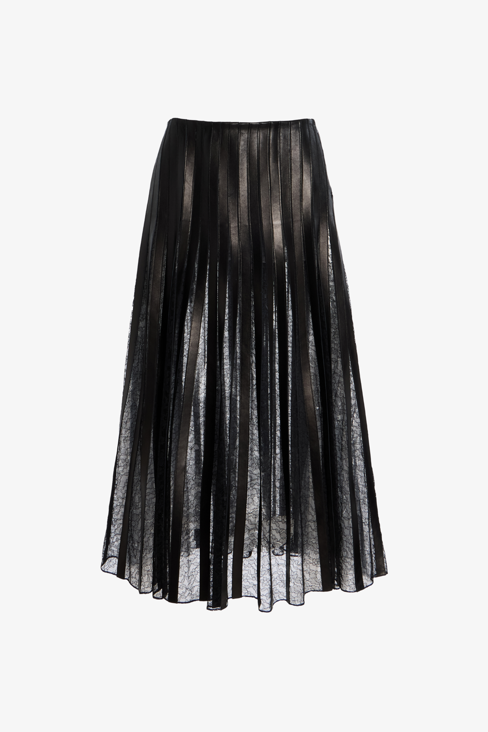 The Alix Leather Embroidered Skirt in Black