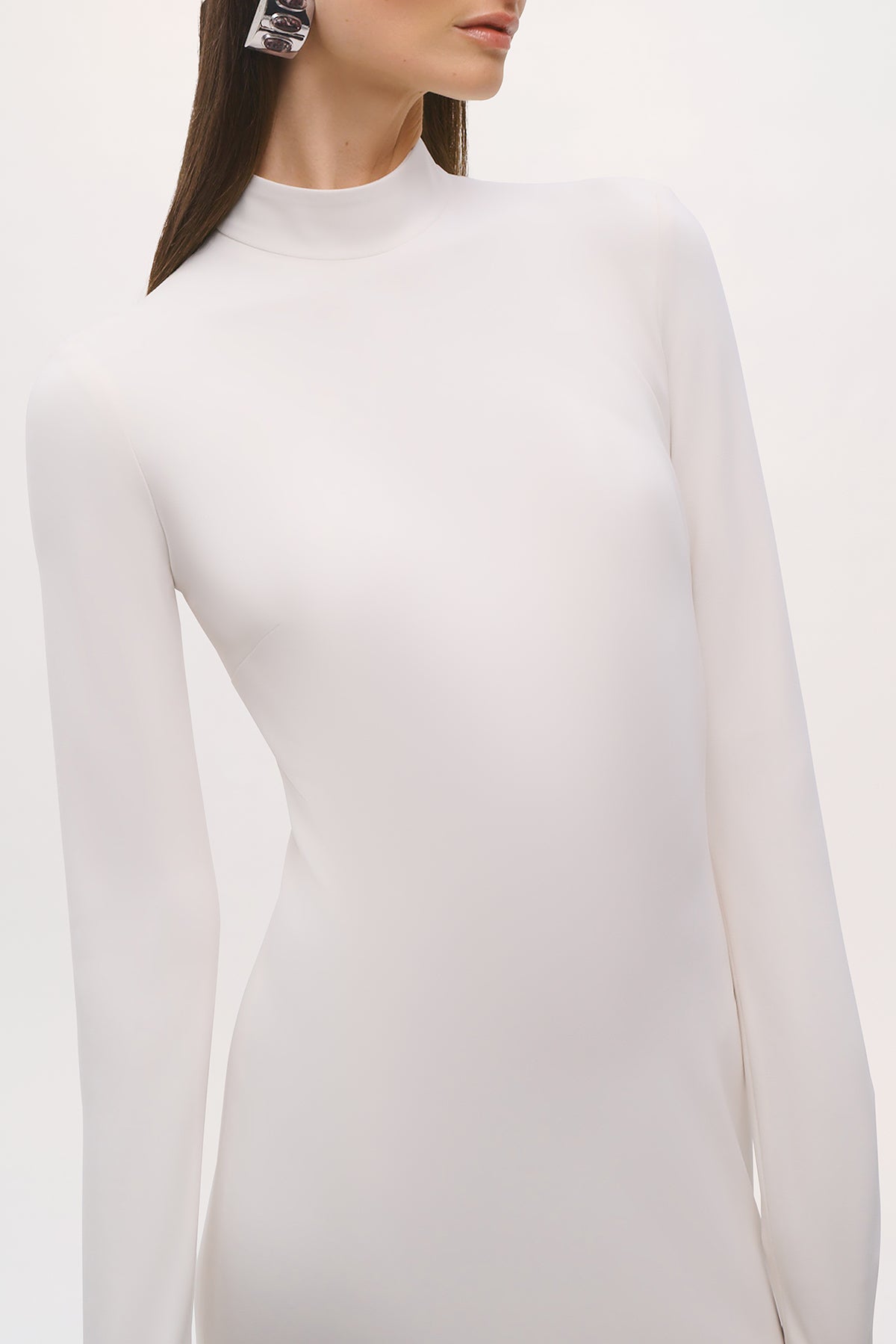 Close up view of the Crosby Dress in Ivory.