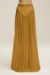 The Lucy Sheer Knit Full Maxi Skirt in Dried Tobacco