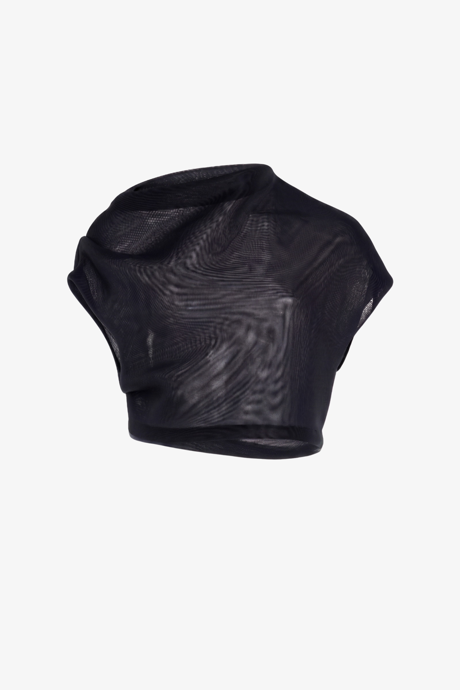 The Helene Neoprene Draped Crop Top in Black