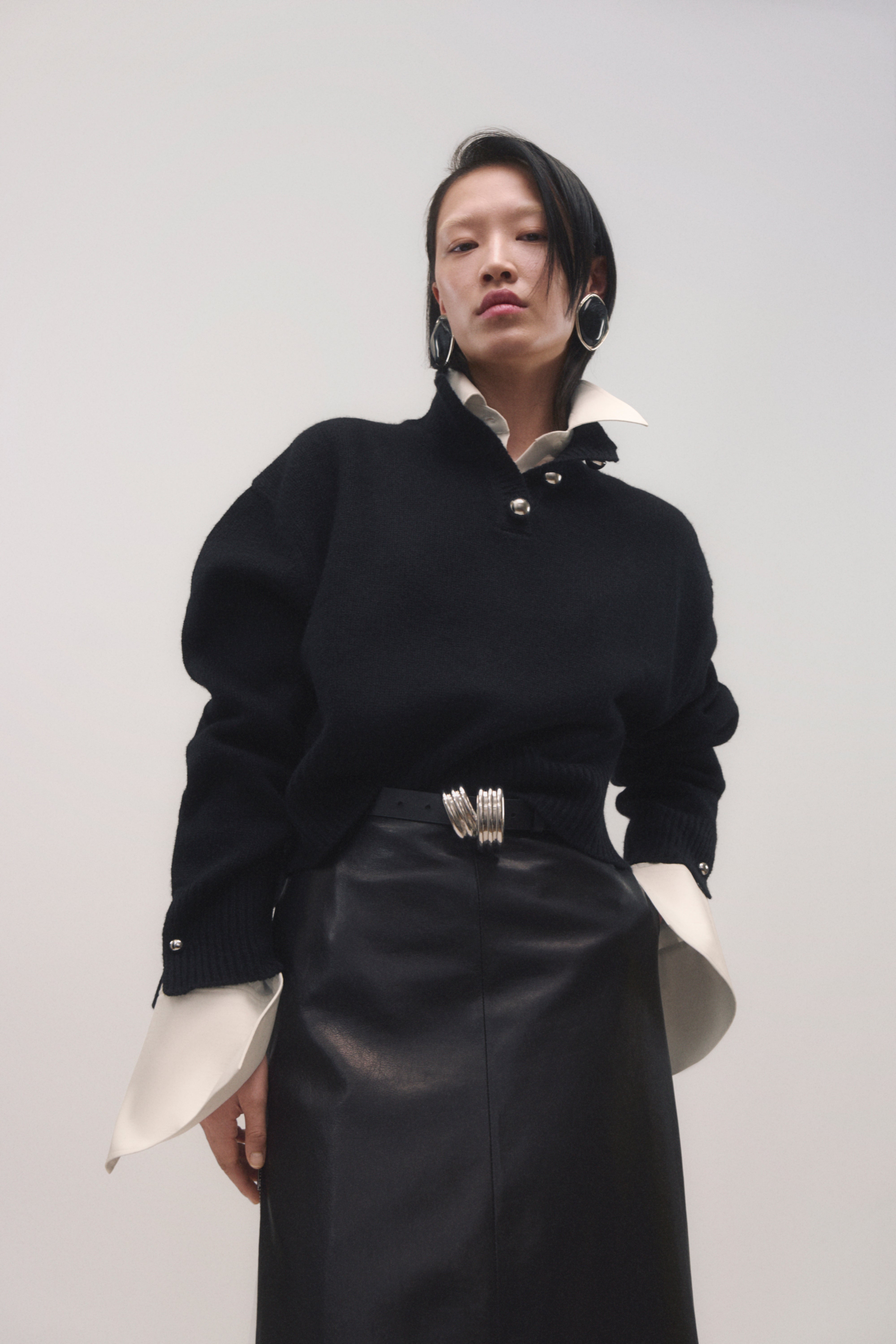 The Avery Skirt in Black Nappa Leather