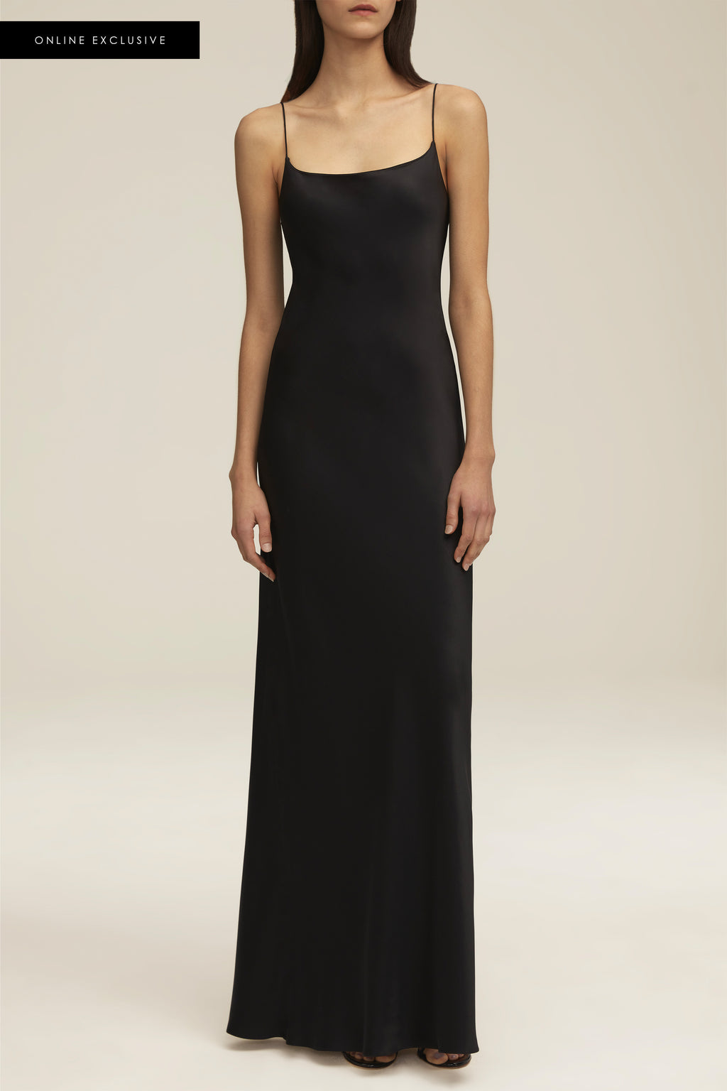 Black square neck slip dress discount