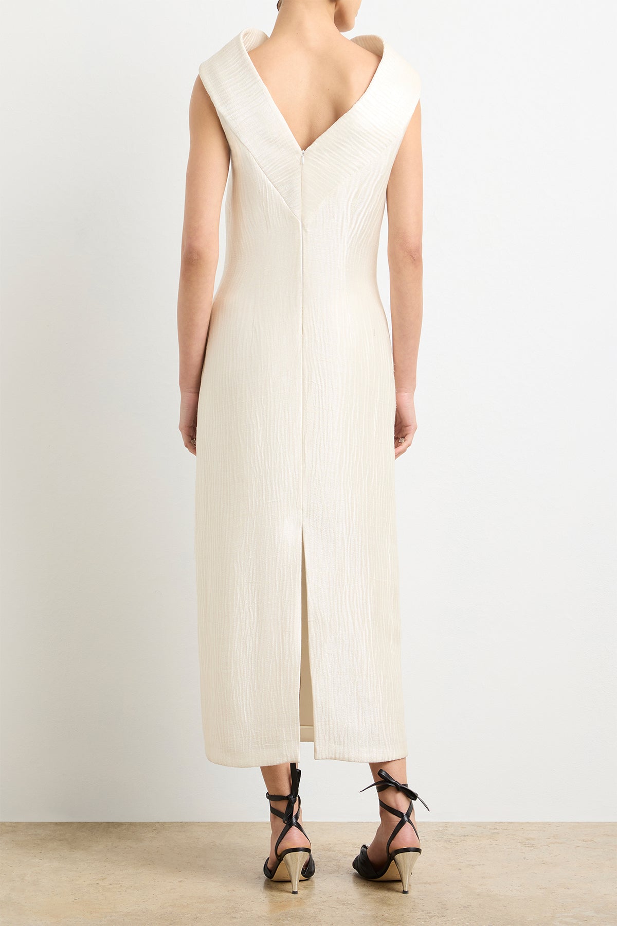 The Blair Sheath Dress in Pearl Sponge Silk