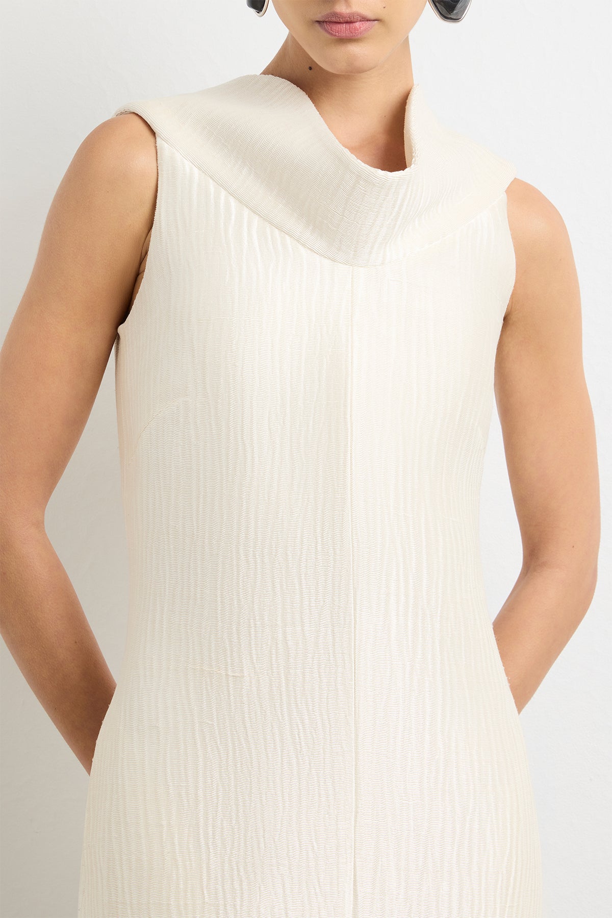 The Blair Sheath Dress in Pearl Sponge Silk