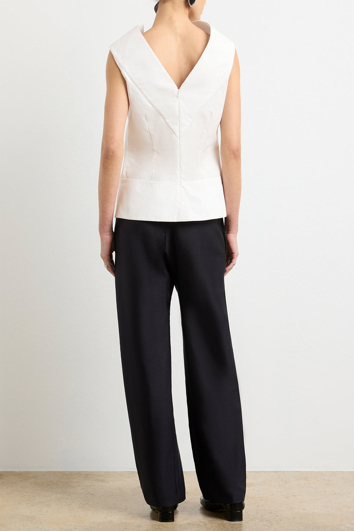 The Bowie Top in White Cotton Poplin