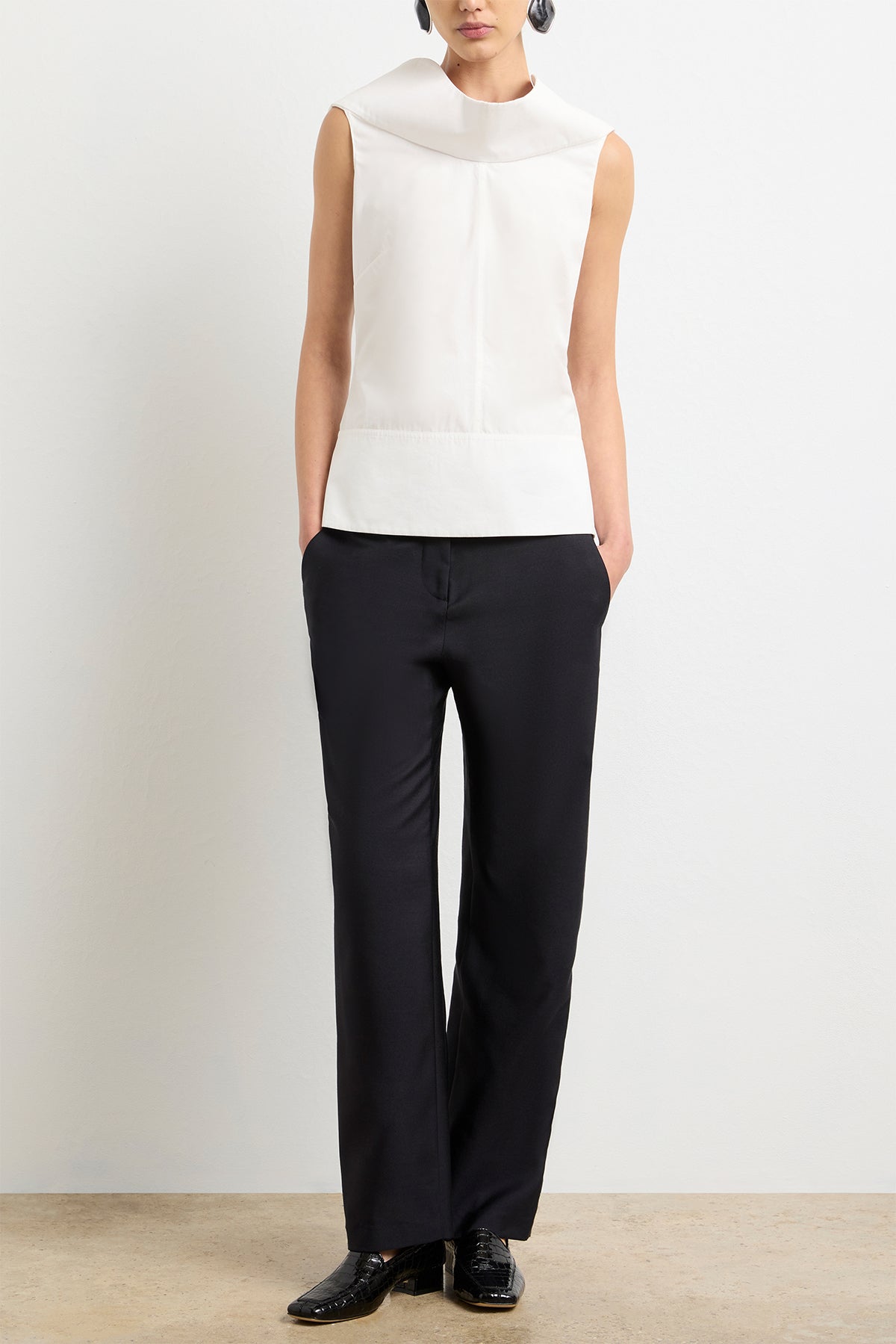 The Bowie Top in White Cotton Poplin