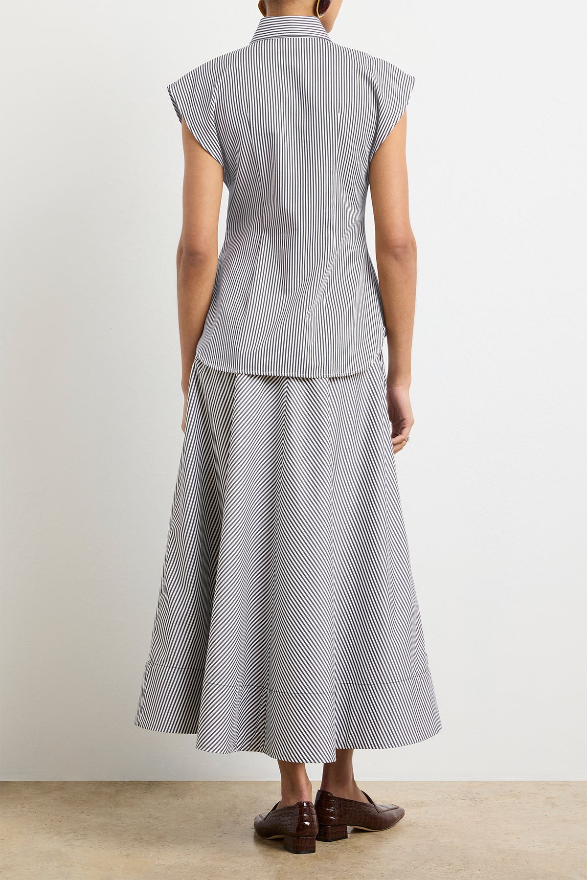 The Gabi Top in Black and White Striped Cotton