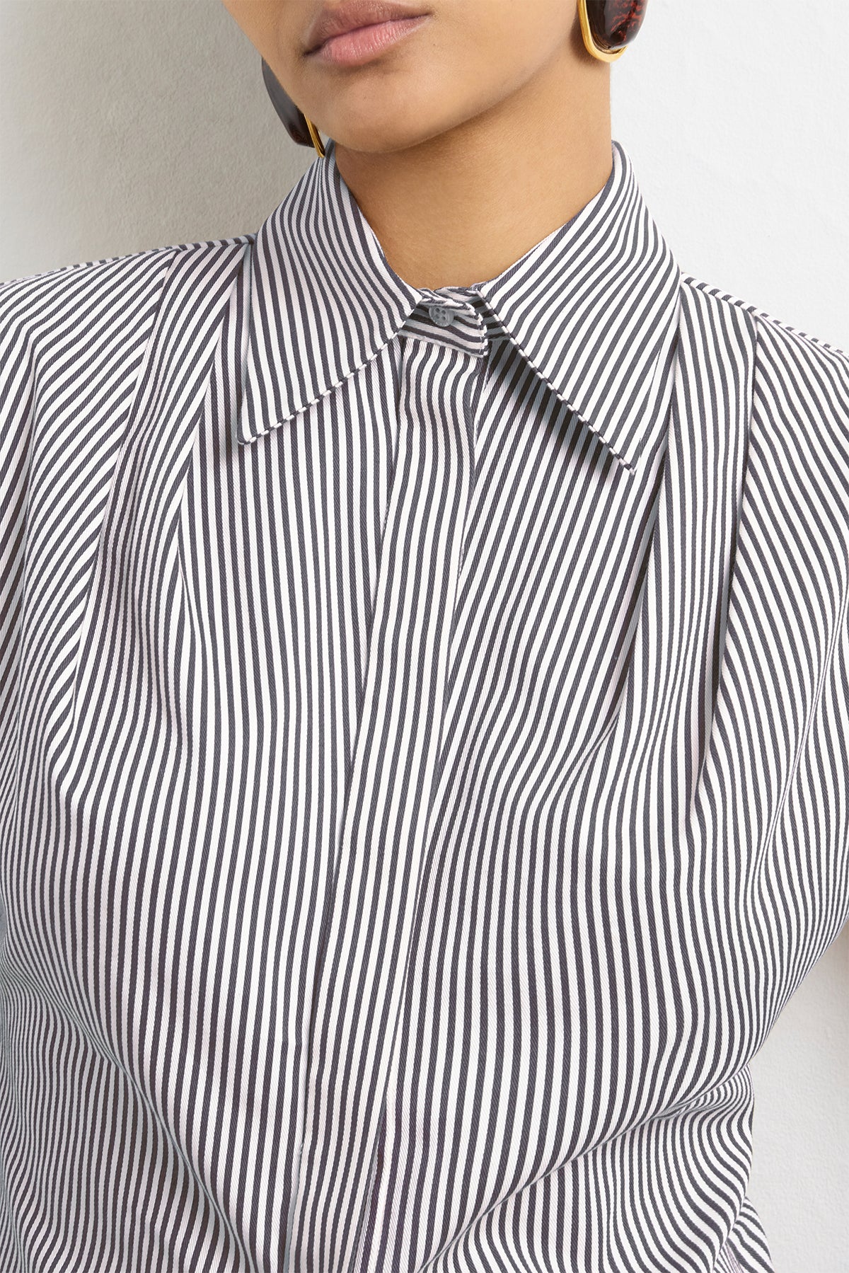 The Gabi Top in Black and White Striped Cotton