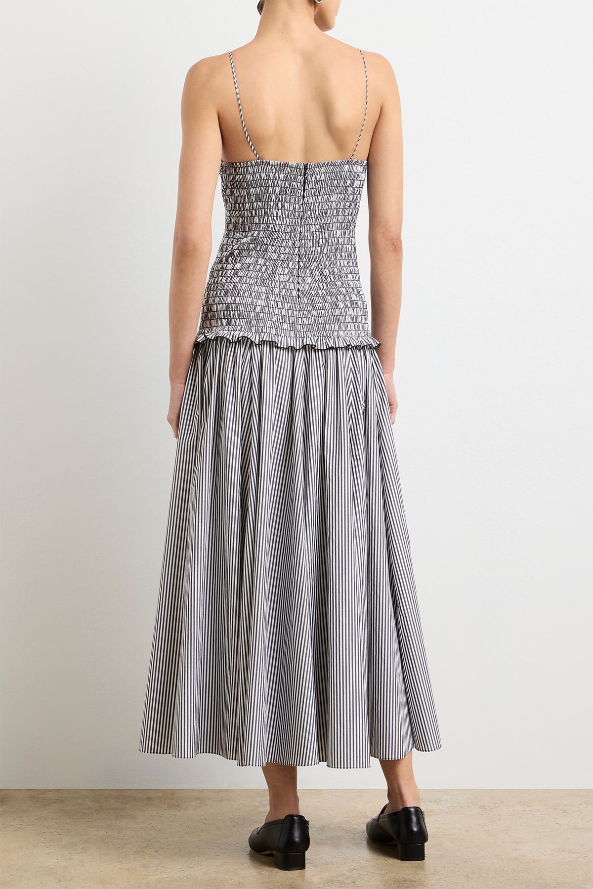 The Josie Dress in Black and White Striped Cotton