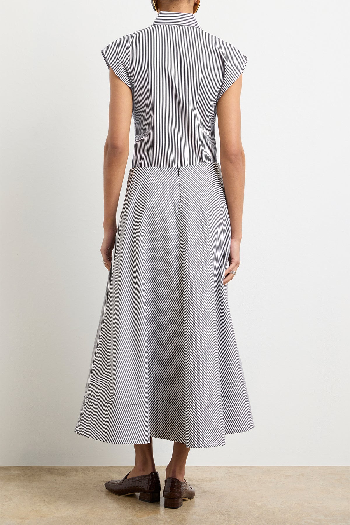 The Knox Skirt in Black and White Striped Cotton