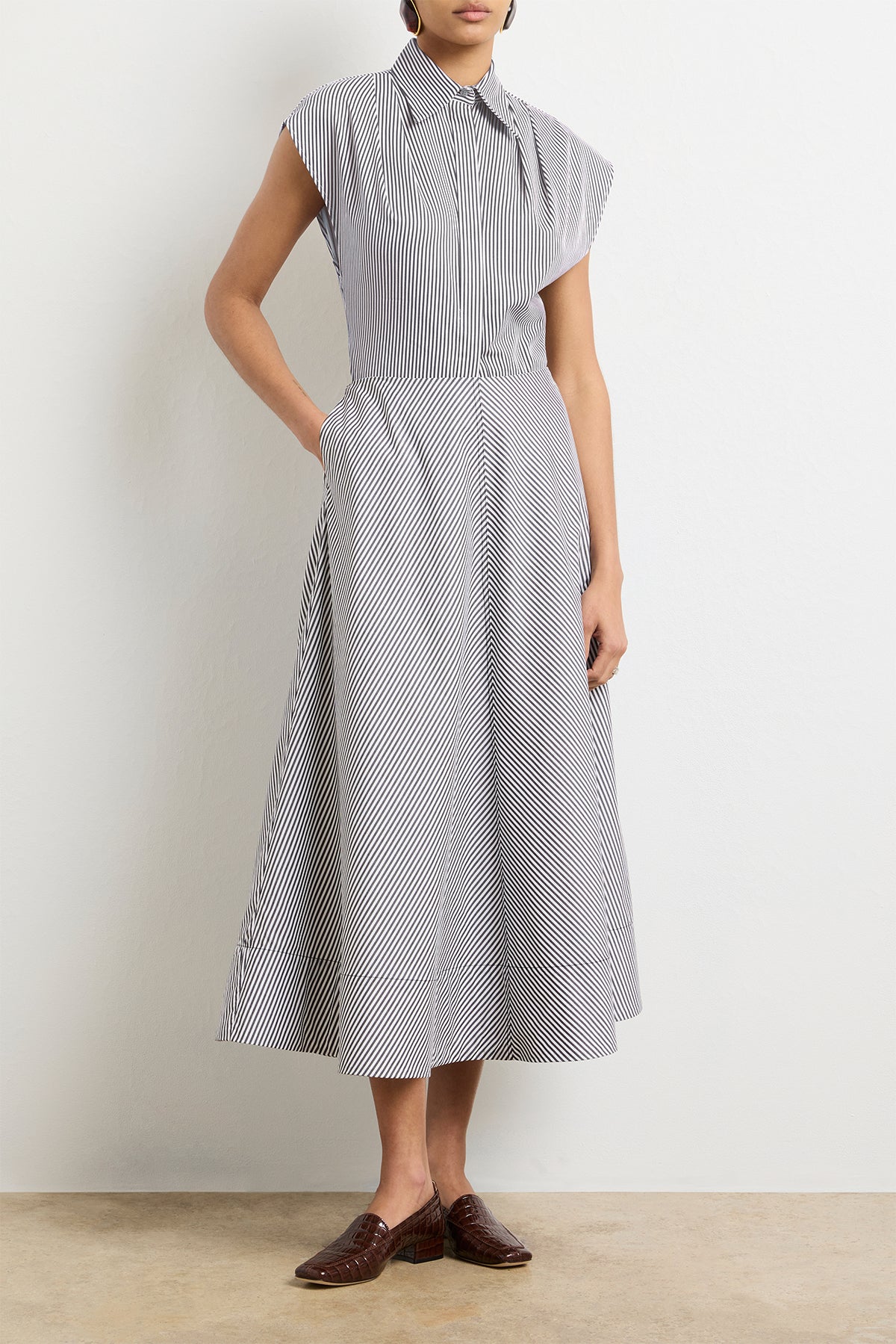 The Knox Skirt in Black and White Striped Cotton